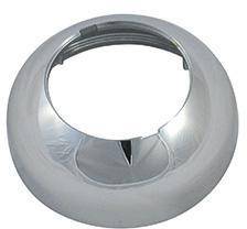 Silberner kreisförmiger Metallrosettenkranz mit großer zentraler Öffnung, verwendet, um die Basis eines Rohrs oder einer Armatur abzudecken.