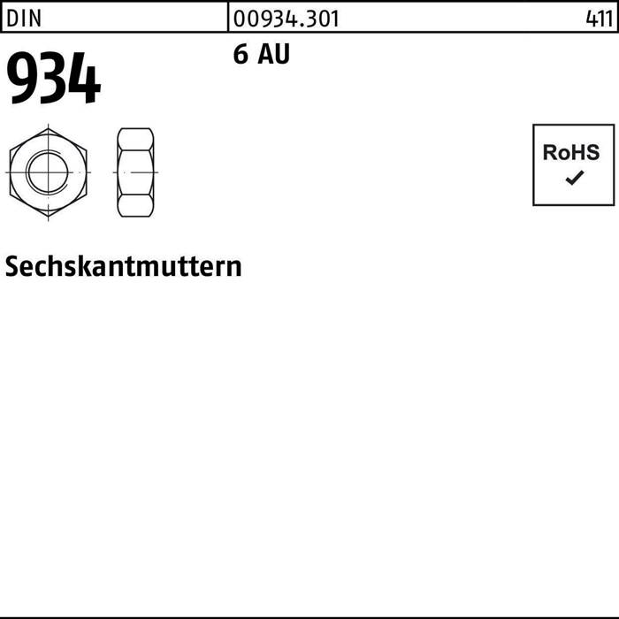 Sechskantmutter DIN 934 M39 6 Automatenstahl 1 Stück