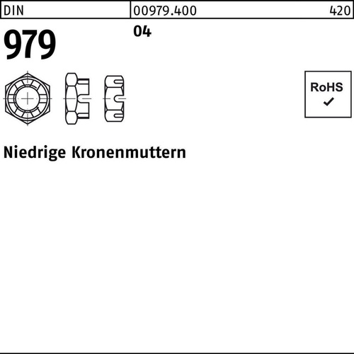 Kronenmutter DIN 979 niedrig M30 Automatenstahl 10 Stück