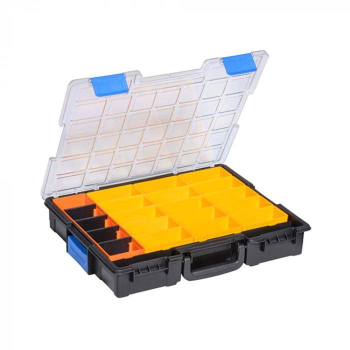 Profi-Kleinteilekoffer EuroPlus Pro K 44.76/21 - Kunststoff - Außenmaße (BxTxH) 440x355x76 mm - mit Clips - schwarz