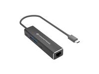 Conceptronic ABBY13B Gigabit Ethernet USB 3.2 Gen 1 Adapter mit USB-Hub, GbE, USB-A x 2, USB-C x 2, Kabelgebunden, USB 3