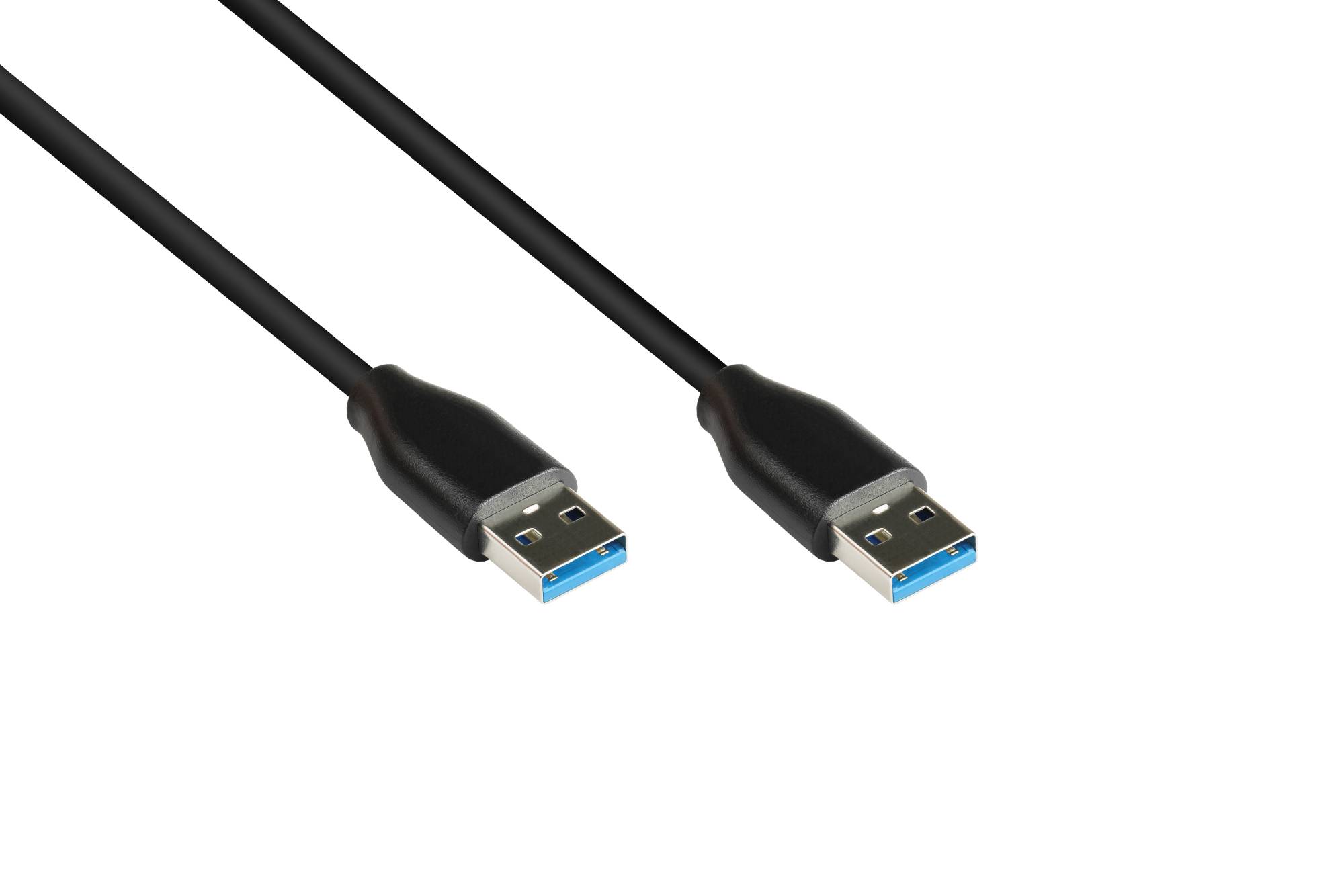kabelmeister® Anschlusskabel USB 3.2 Gen.2 (10GBit/s / 3A), Stecker A an Stecker A, CU, schwarz, 0,5m