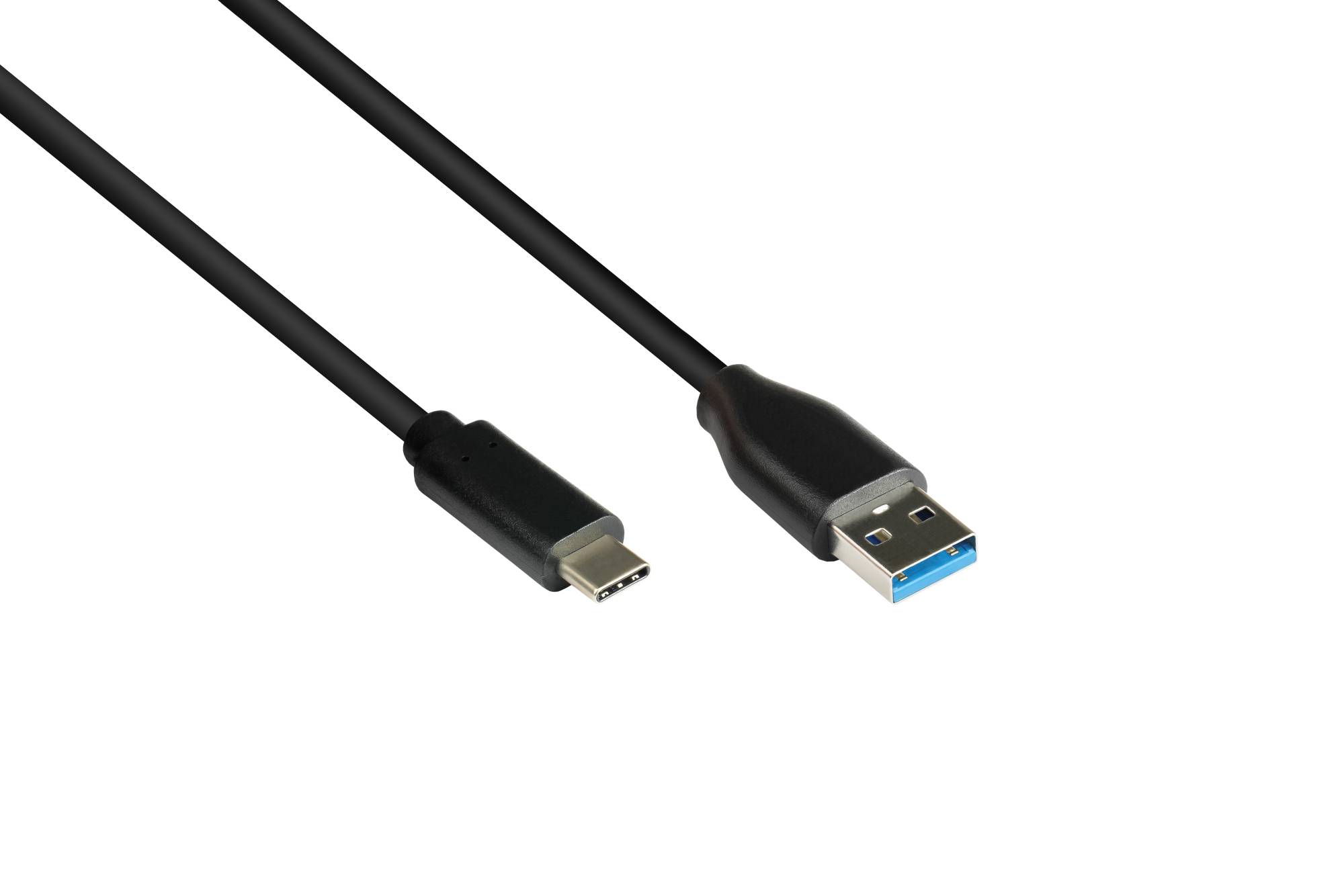 kabelmeister® Anschlusskabel USB 3.2 Gen.2 (10GBit/s / 3A), Stecker A an USB-C™ Stecker, CU, schwarz, 0,5m