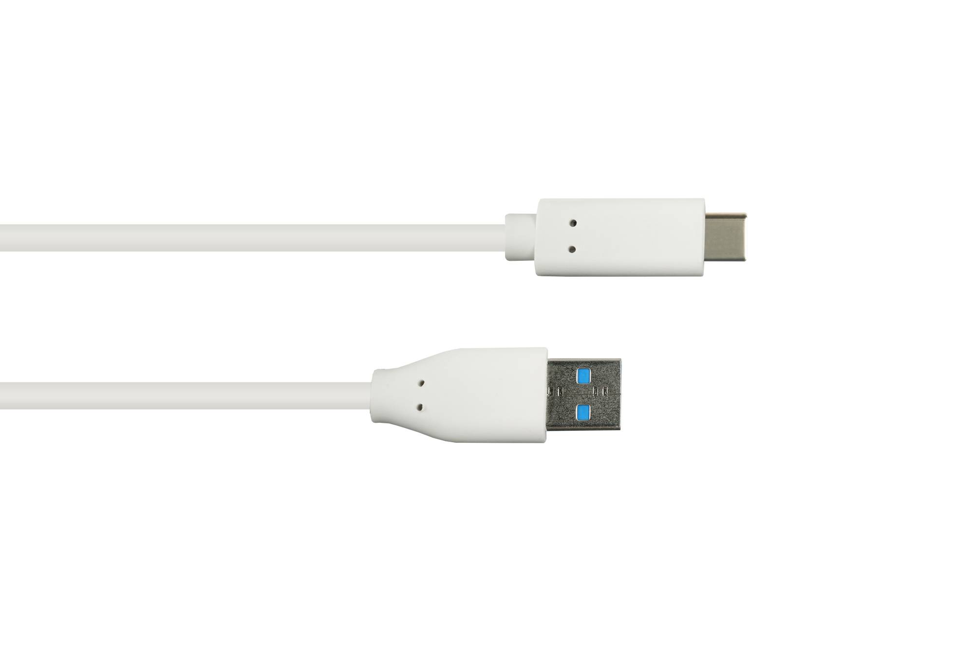 kabelmeister® Anschlusskabel USB 3.2 Gen.2 (10GBit/s / 3A), Stecker A an USB-C™ Stecker, CU, weiß, 0,5m