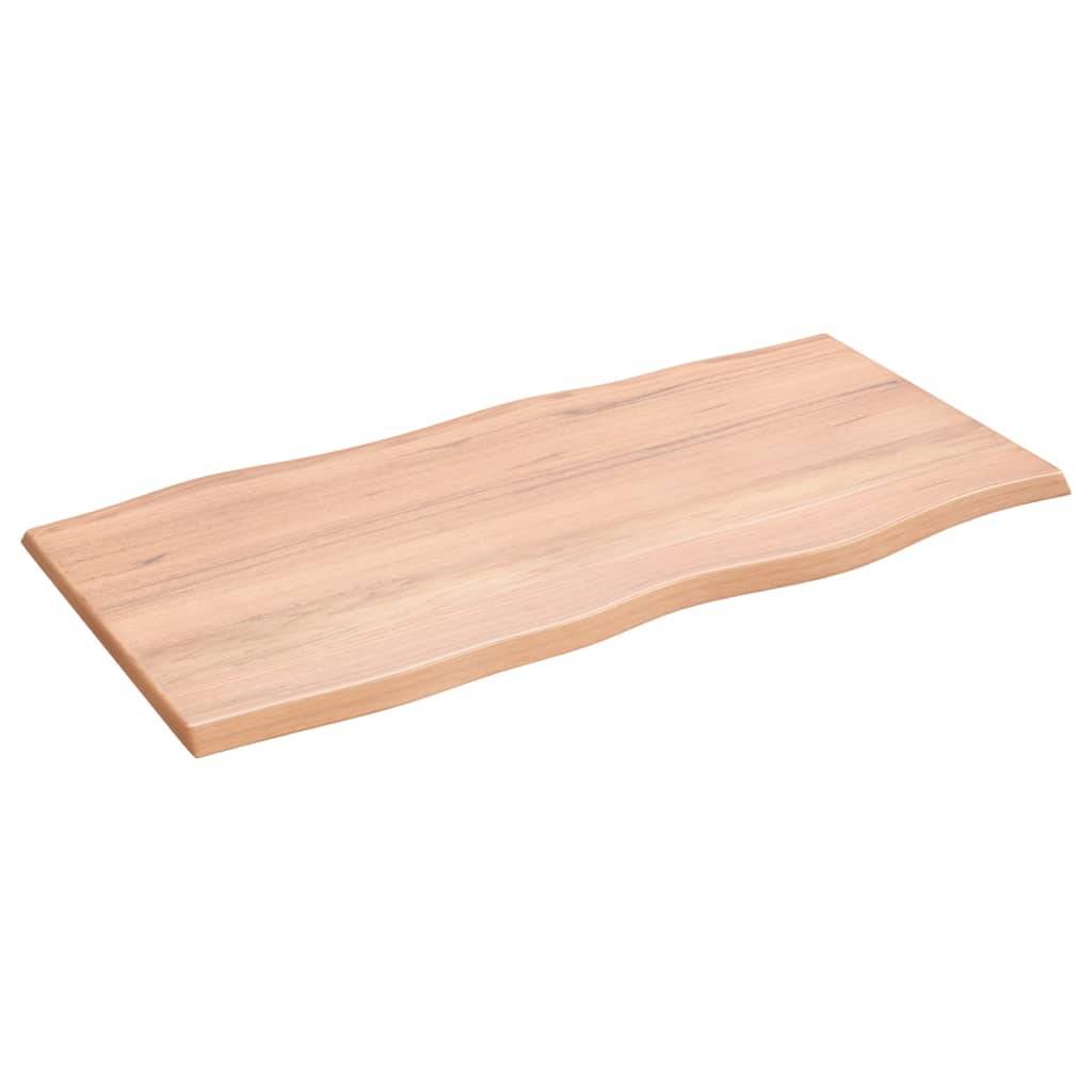vidaXL Tischplatte 100x50x2 cm Massivholz Eiche Behandelt Baumkante