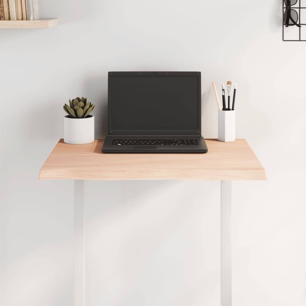 vidaXL Tischplatte 60x40x2 cm Massivholz Eiche Unbehandelt Baumkante
