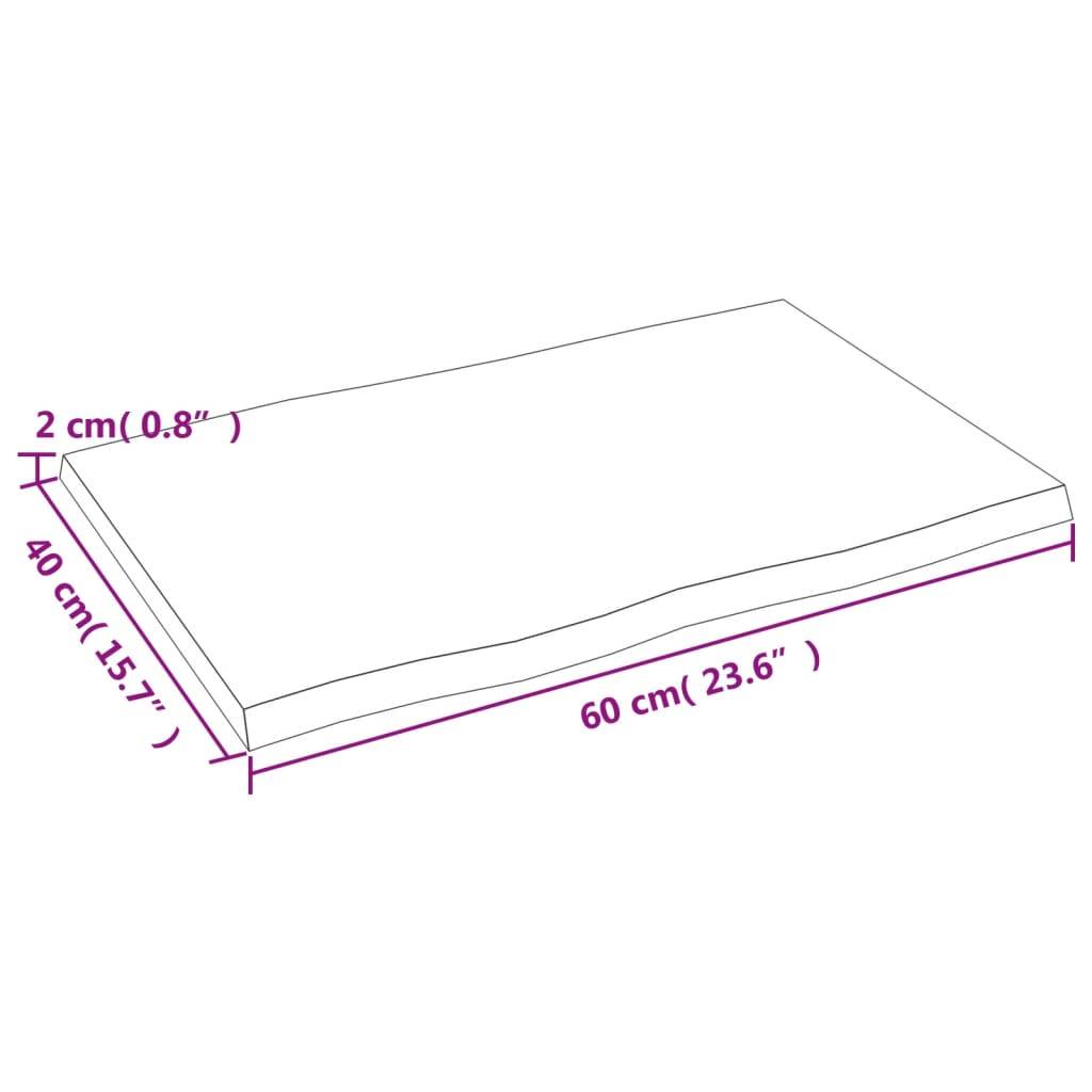 vidaXL Tischplatte 60x40x2 cm Massivholz Eiche Unbehandelt Baumkante