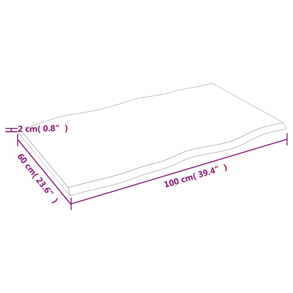 vidaXL Tischplatte 100x60x2 cm Massivholz Eiche Behandelt Baumkante