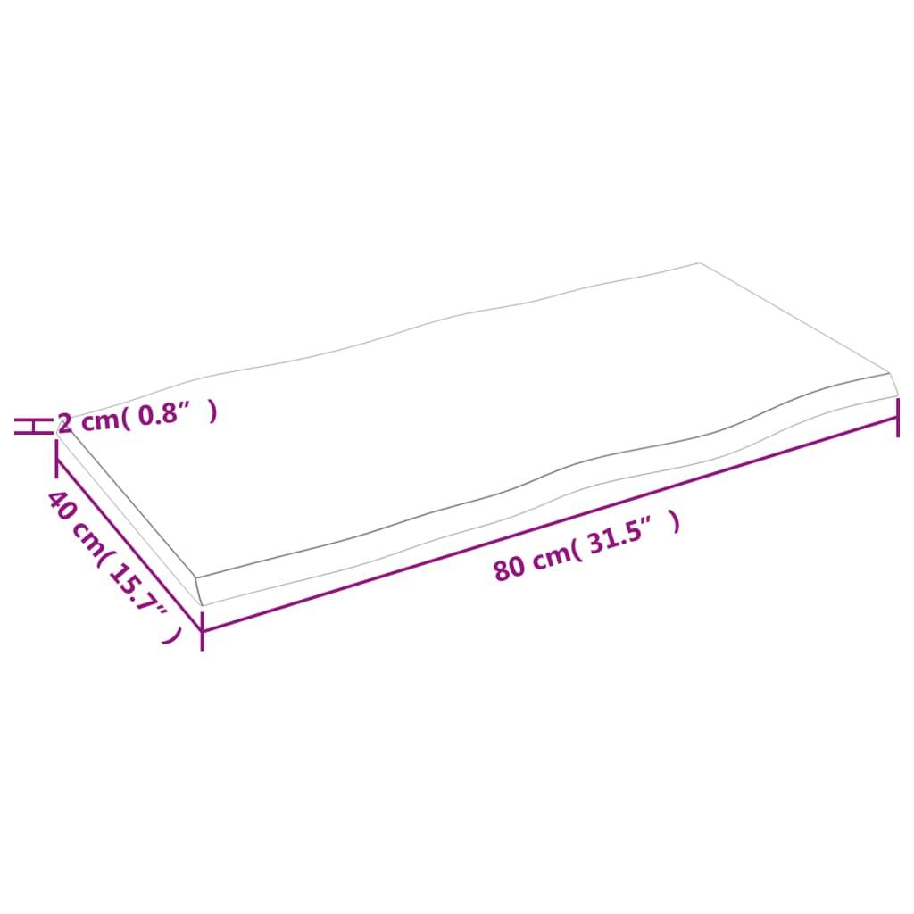 vidaXL Tischplatte 80x40x2 cm Massivholz Eiche Unbehandelt Baumkante