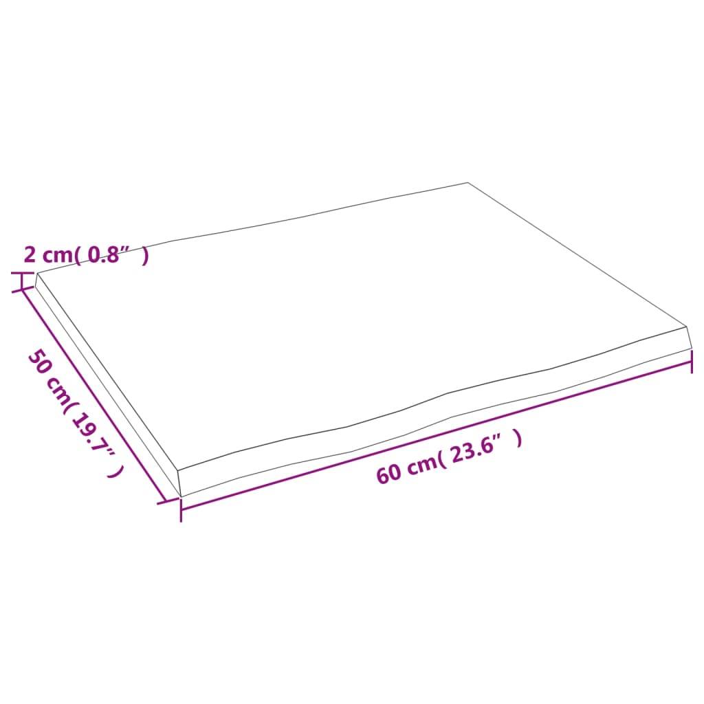 vidaXL Tischplatte 60x50x2 cm Massivholz Eiche Behandelt Baumkante