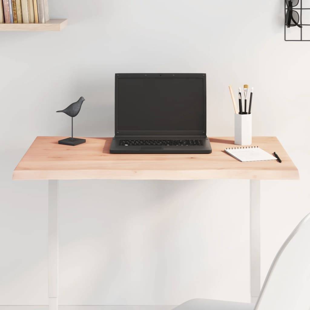 vidaXL Tischplatte 80x40x2 cm Massivholz Eiche Unbehandelt Baumkante