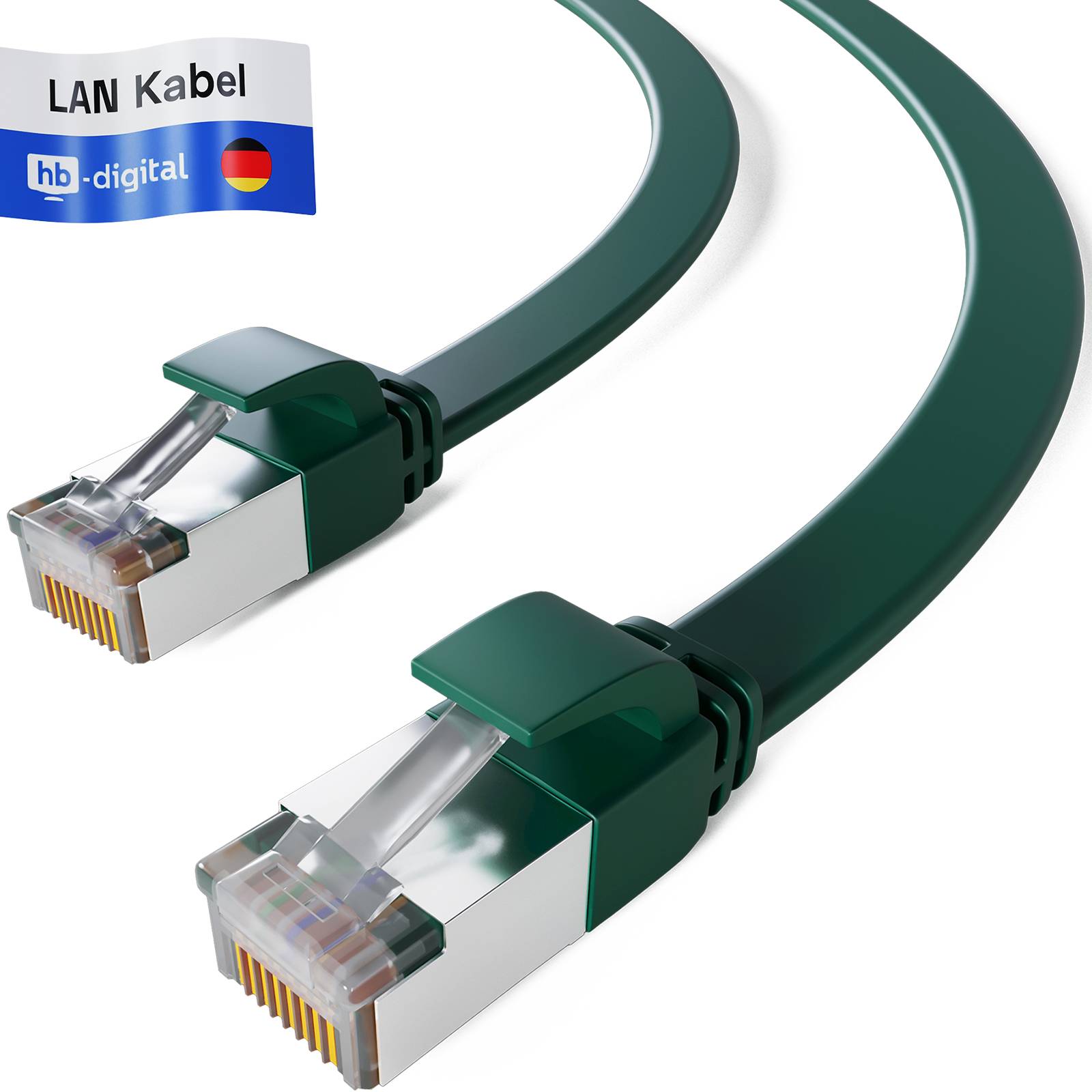 hb-digital Patch Kabel CAT7 flach RJ45 U/FTP PVC 2m grün