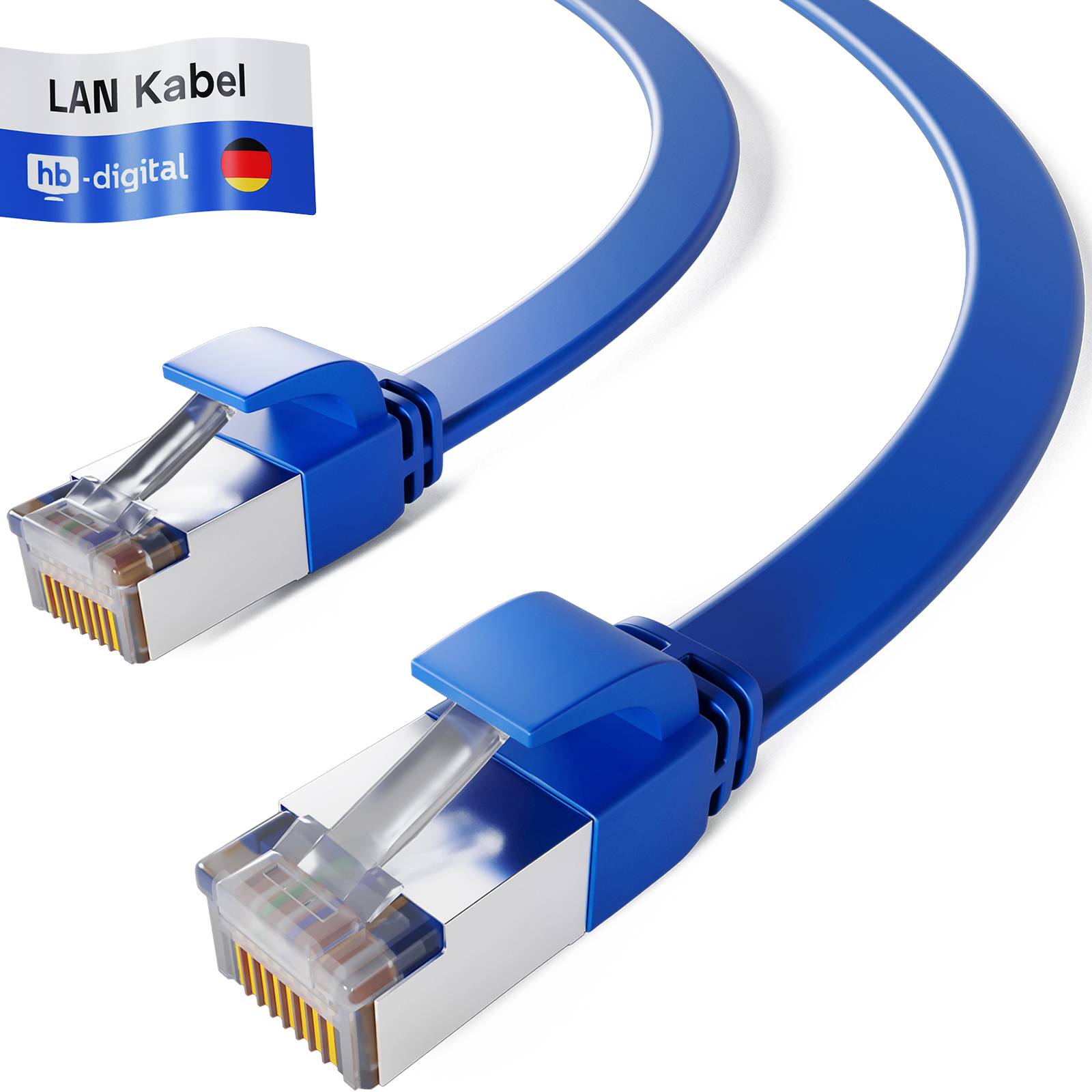 hb-digital Patch Kabel CAT7 flach RJ45 U/FTP PVC 2m blau