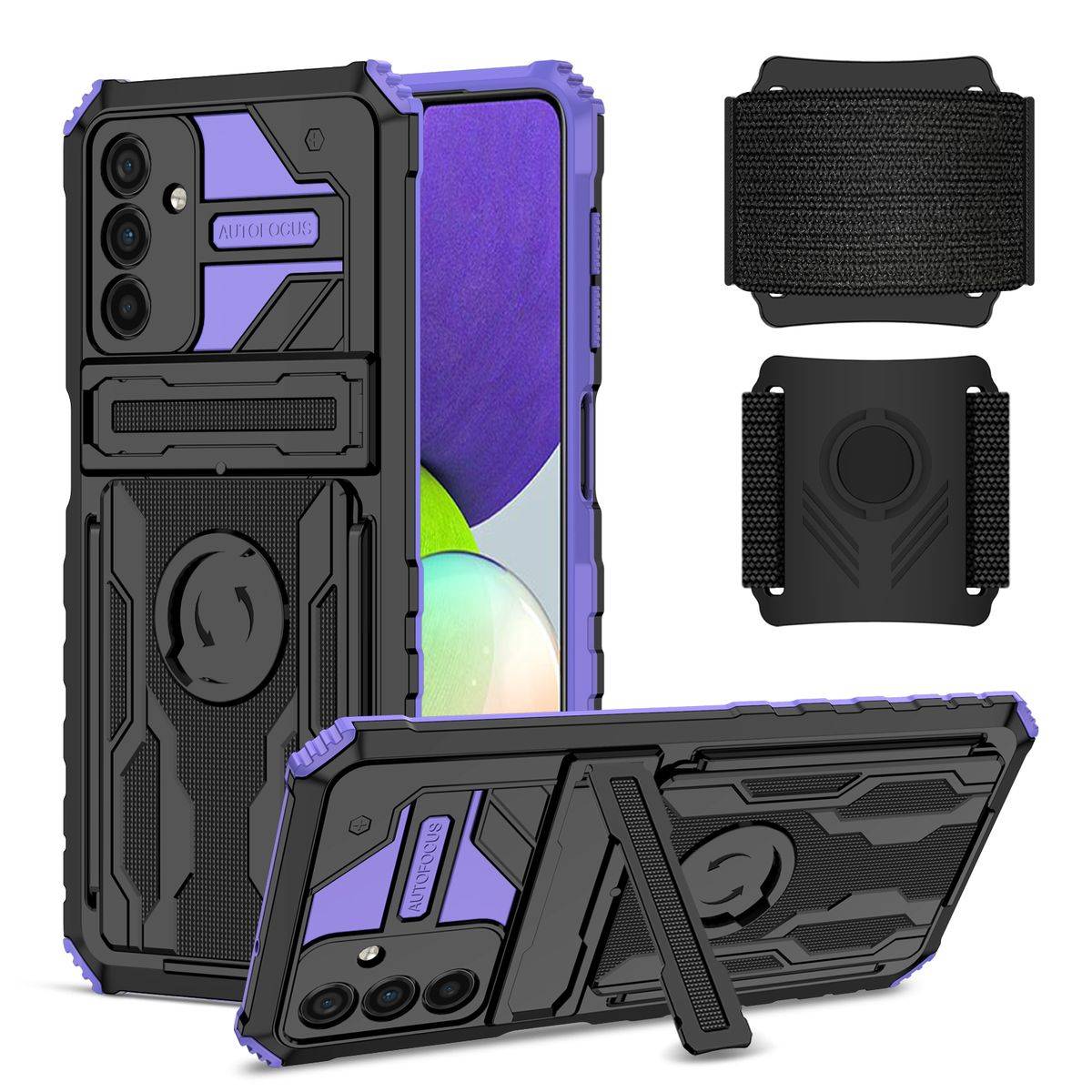 Für Samsung Galaxy A54 5G Shockproof Armor Hülle mit Armband Schutz Lila