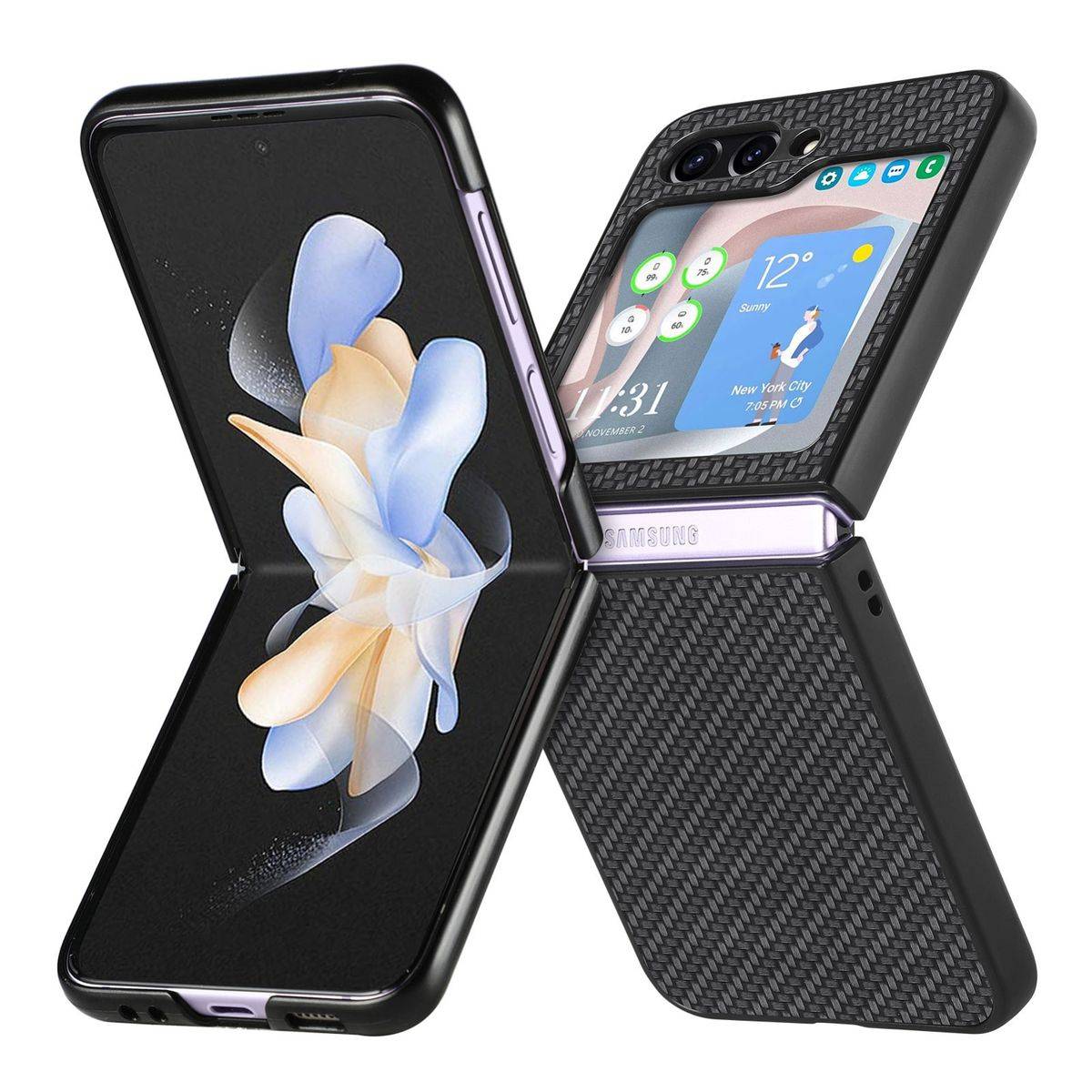 Für Samsung Galaxy Z Flip5 5G Carbon Handy Tasche Hülle Cover Etui Neu