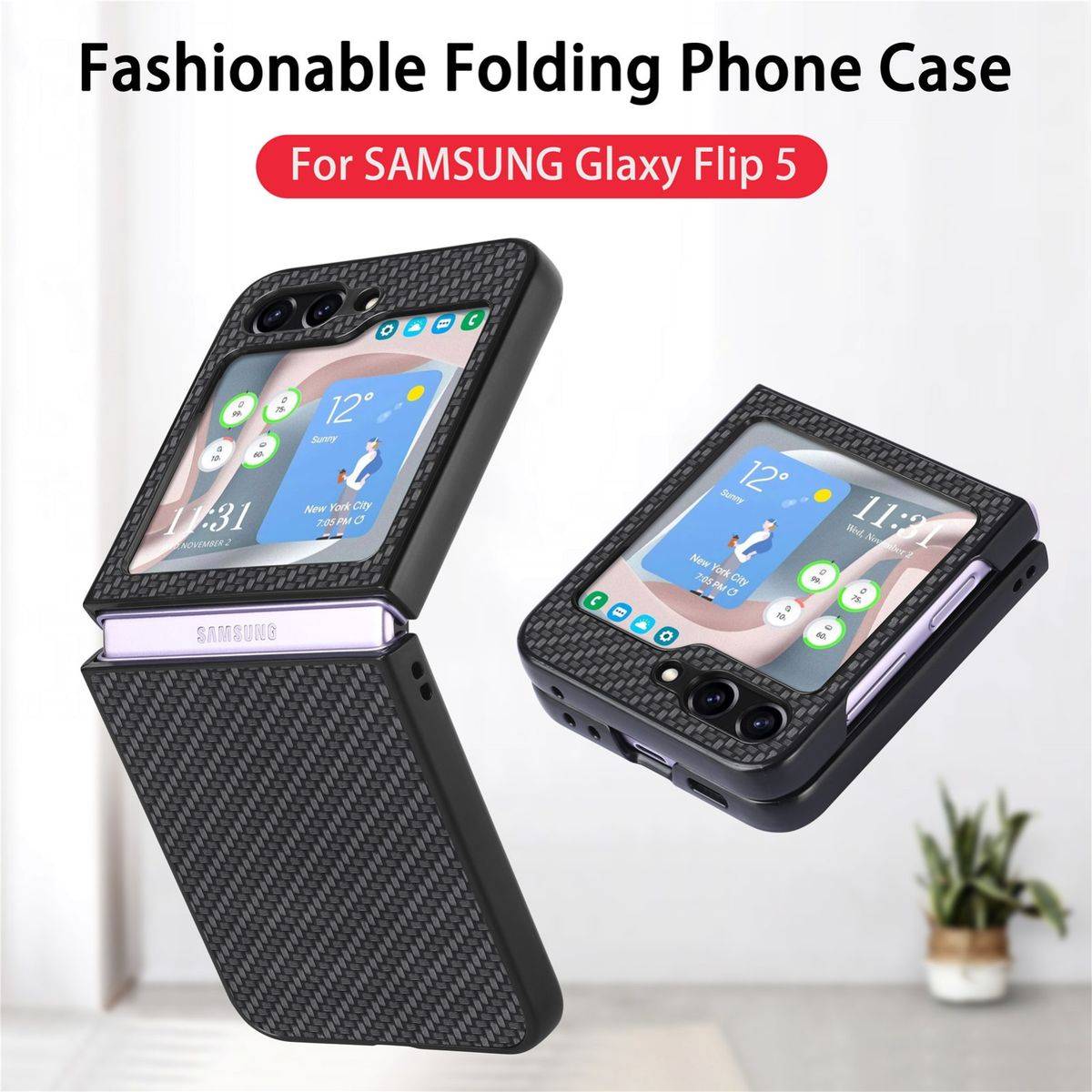 Für Samsung Galaxy Z Flip5 5G Carbon Handy Tasche Hülle Cover Etui Neu