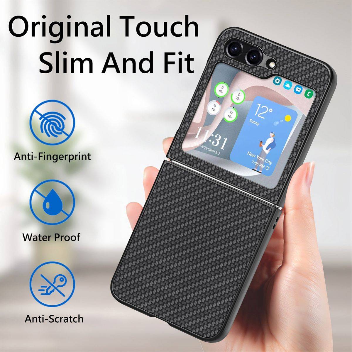 Für Samsung Galaxy Z Flip5 5G Carbon Handy Tasche Hülle Cover Etui Neu