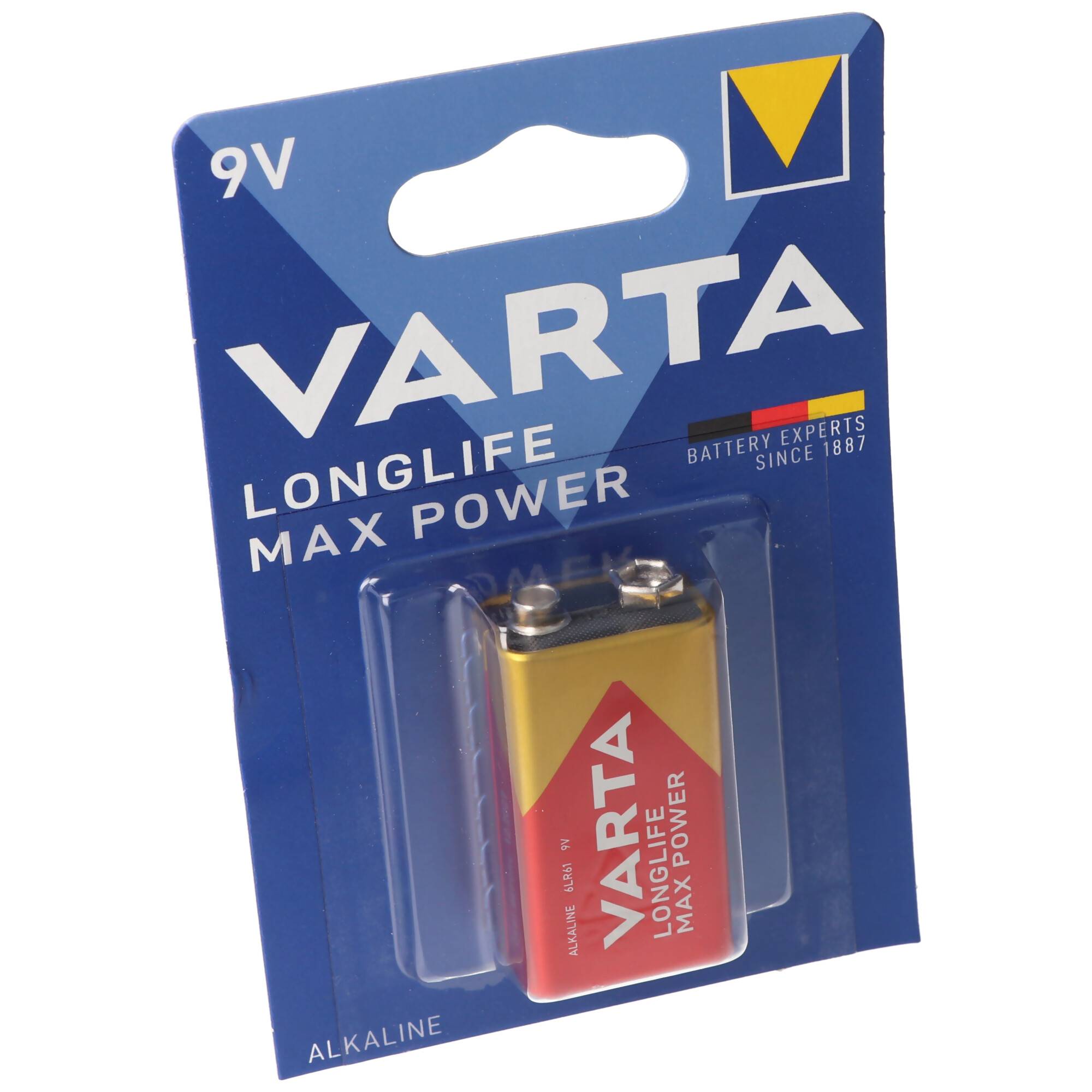 Varta 4722 Longlife Max Power 9V-Block, 9V Batterie ideal für Rauchmelder, Rauchwarnmelder