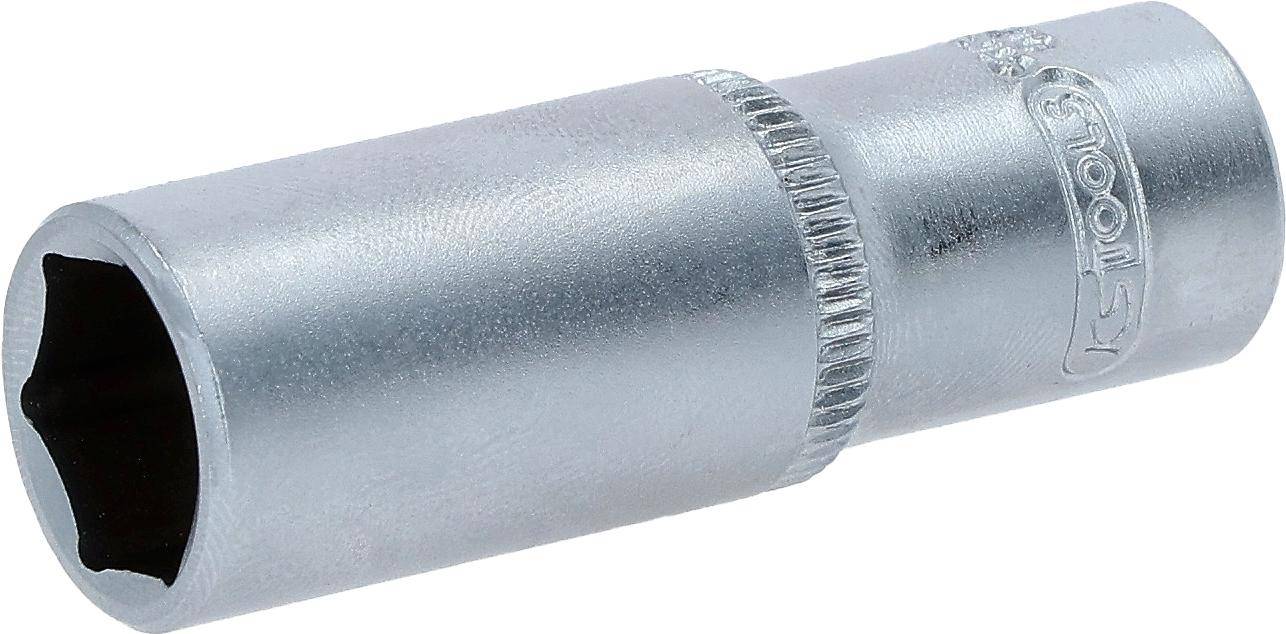 Eine Nahaufnahme eines metallischen zylindrischen Objekts mit gerippter Textur auf einer Seite, möglicherweise ein Rohr oder eine Werkzeugkomponente.