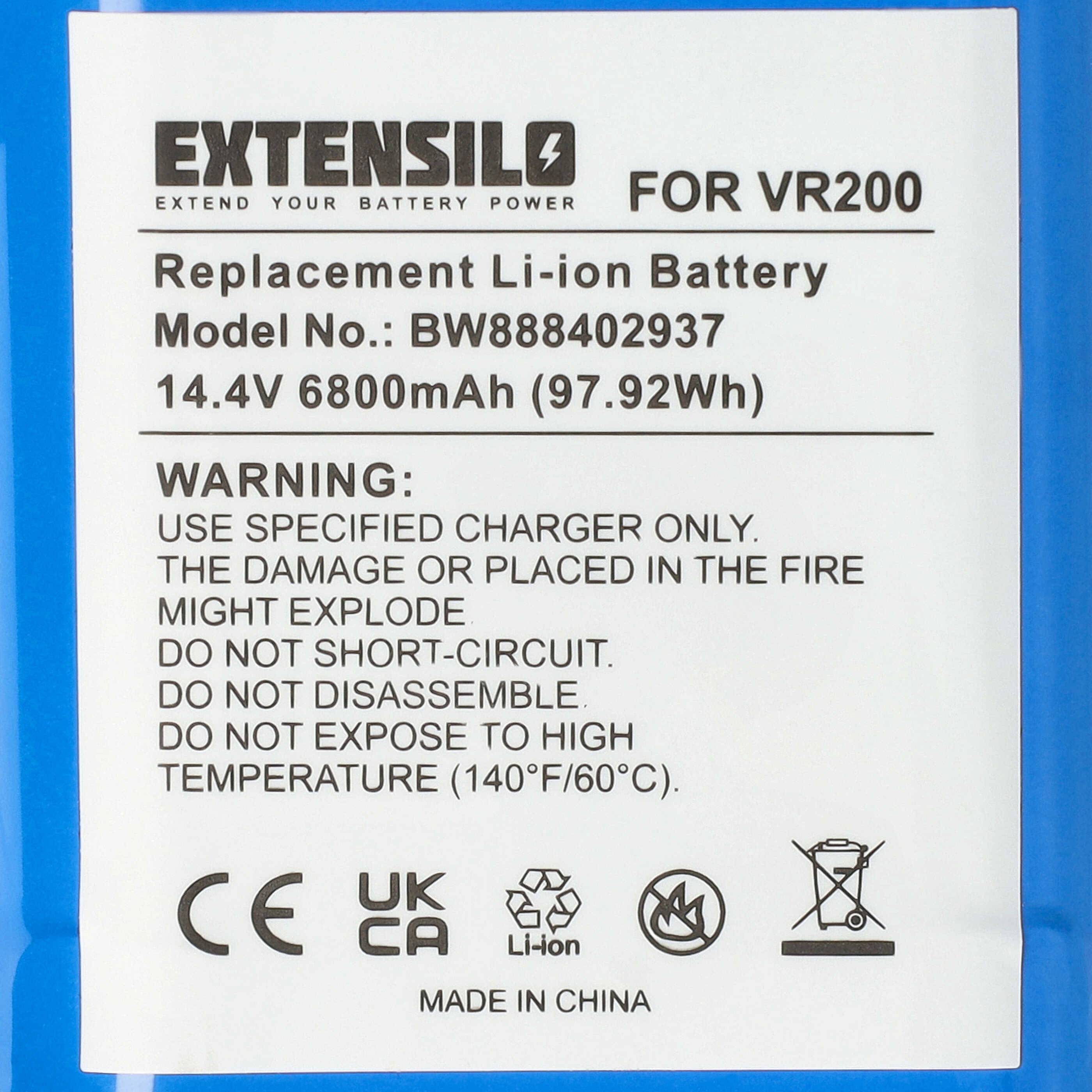 EXTENSILO Akku kompatibel mit Vorwerk Kobold VR200 Saugroboter (6800 mAh, 14,4 V, Li-Ion)