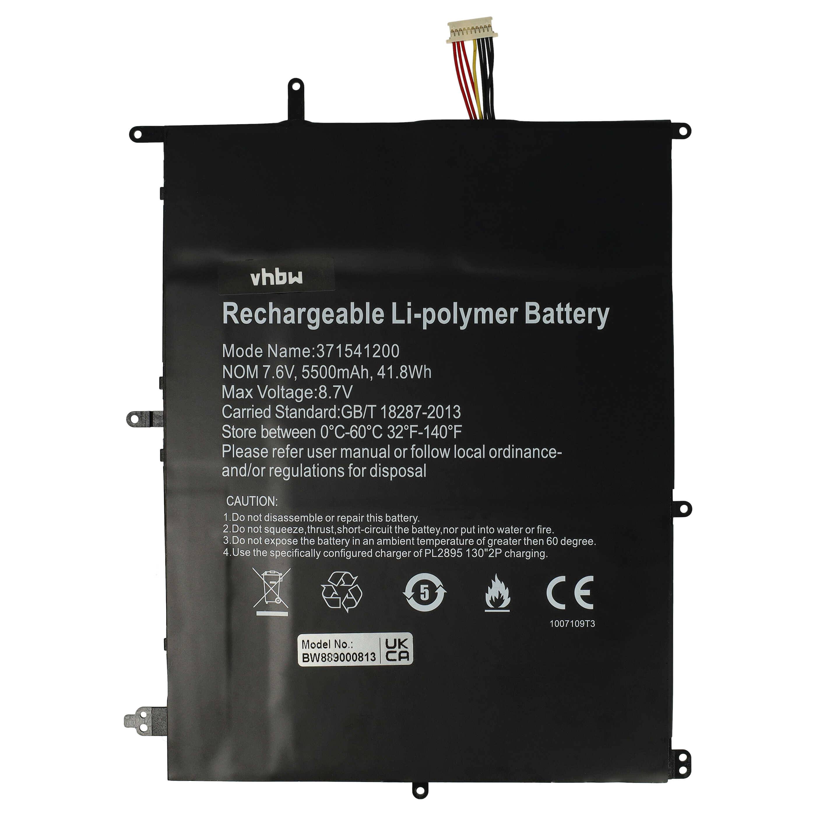vhbw Akku Ersatz für Trekstor A146, HW-371541200 für Notebook (5500 mAh, 7,6 V, Li-Polymer)
