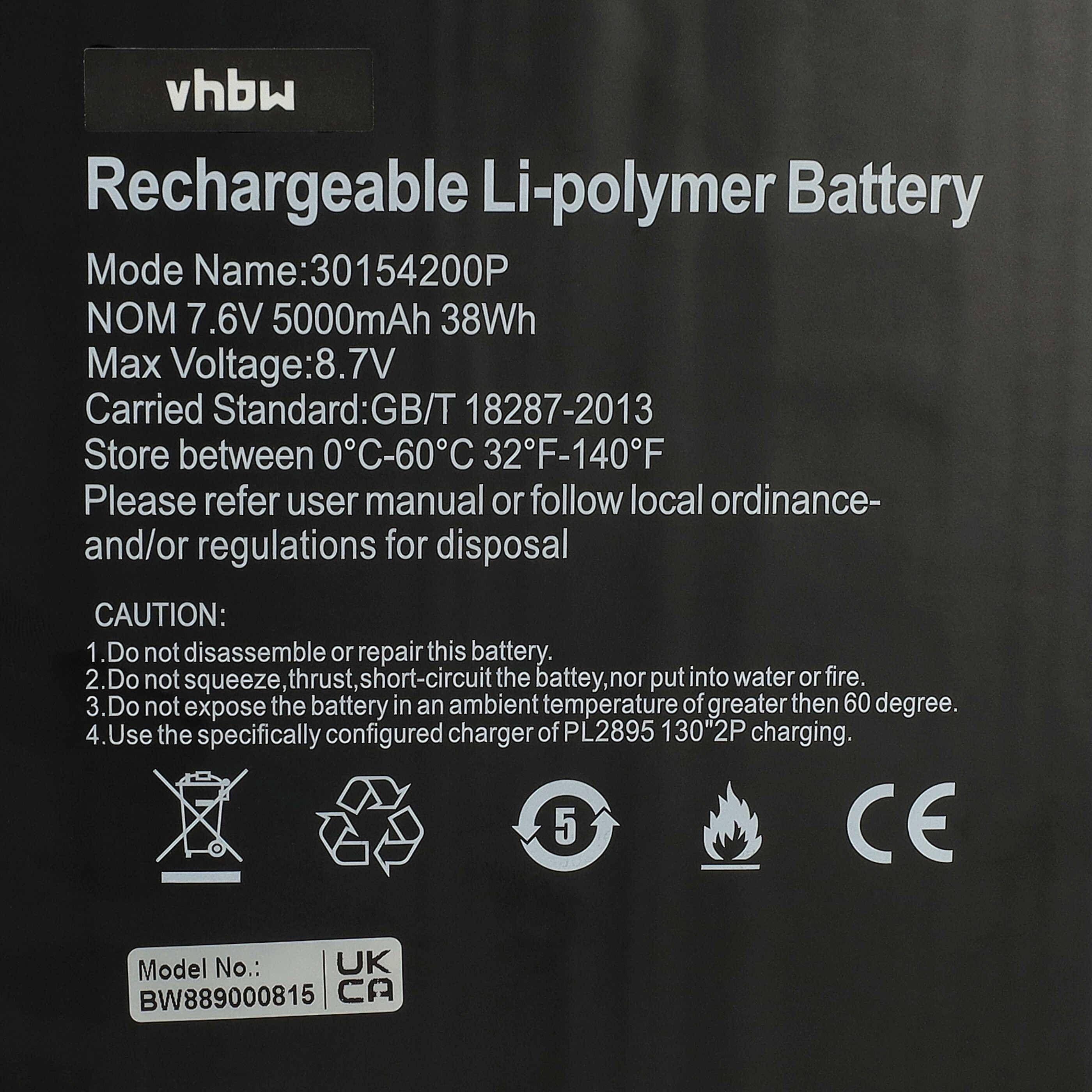 vhbw Akku kompatibel mit Trekstor Primebook C13B, Bmax Y13, Bmax X14, C13 Notebook (5000 mAh, 7,6 V, Li-Polymer)
