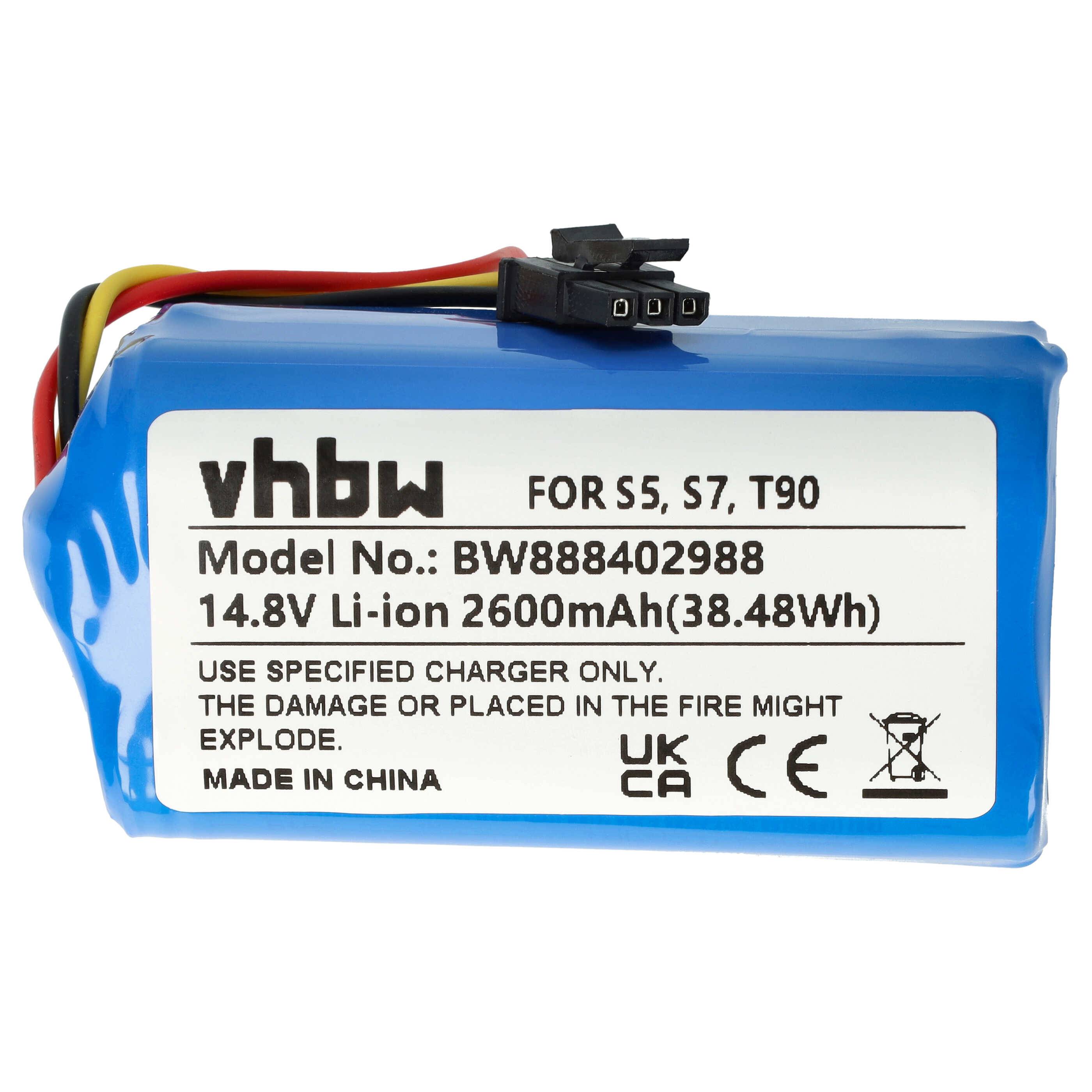 vhbw Akku kompatibel mit Qihoo T90, S7, S9, 360 S5, X9 Saugroboter (2600 mAh, 14,8 V, Li-Ion)
