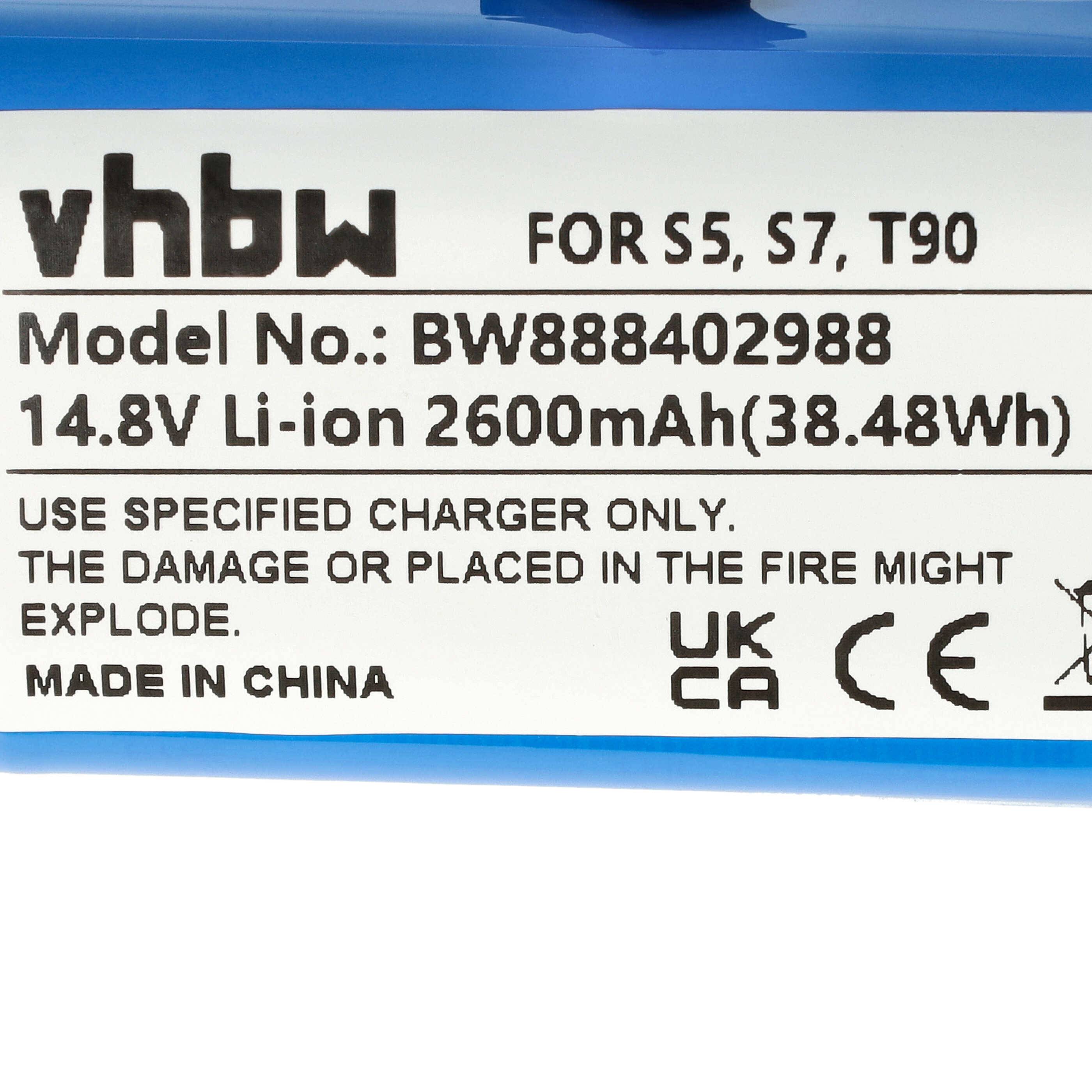vhbw Akku kompatibel mit Qihoo T90, S7, S9, 360 S5, X9 Saugroboter (2600 mAh, 14,8 V, Li-Ion)
