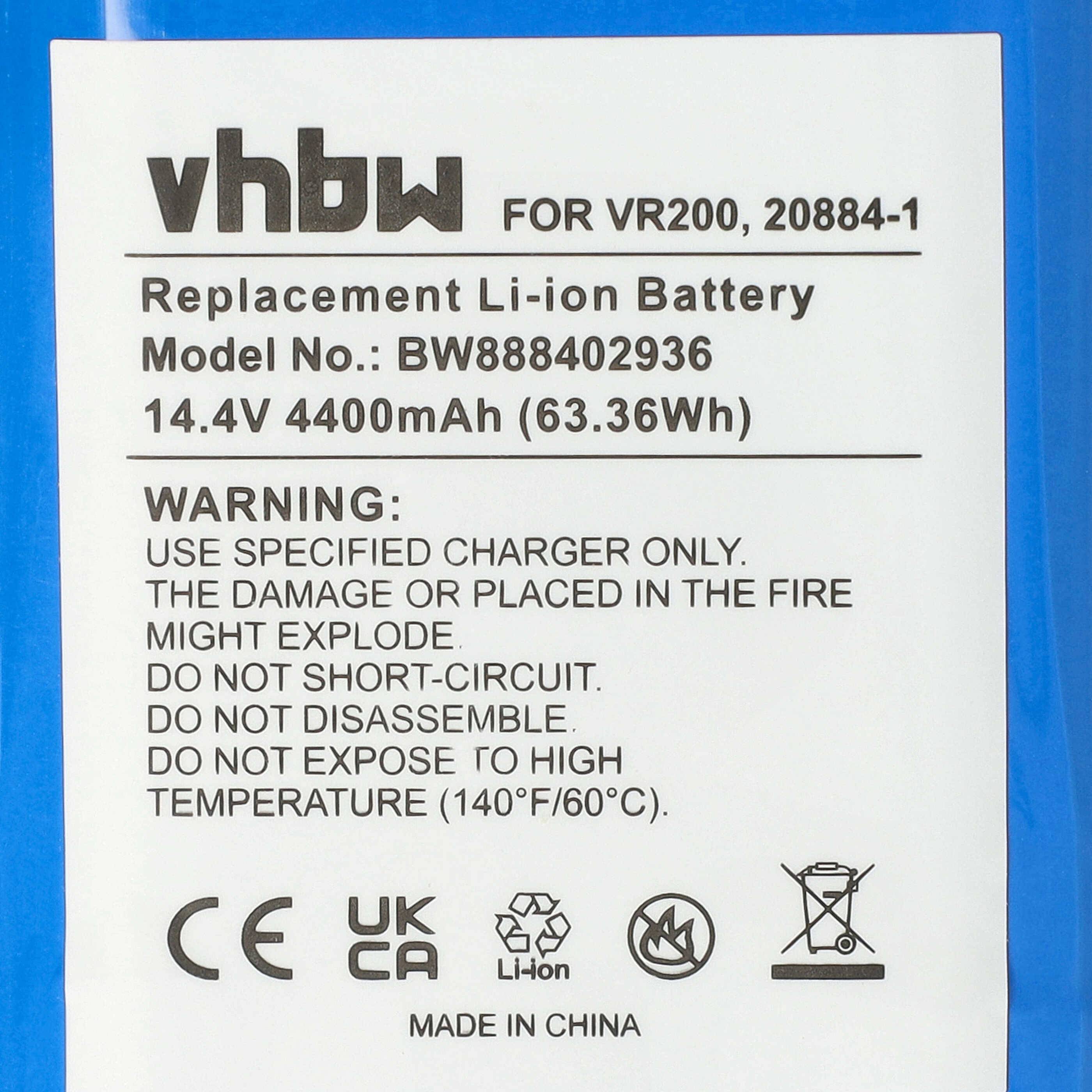 vhbw Akku kompatibel mit Vorwerk Kobold VR200 Saugroboter (4400 mAh, 14,4 V, Li-Ion)