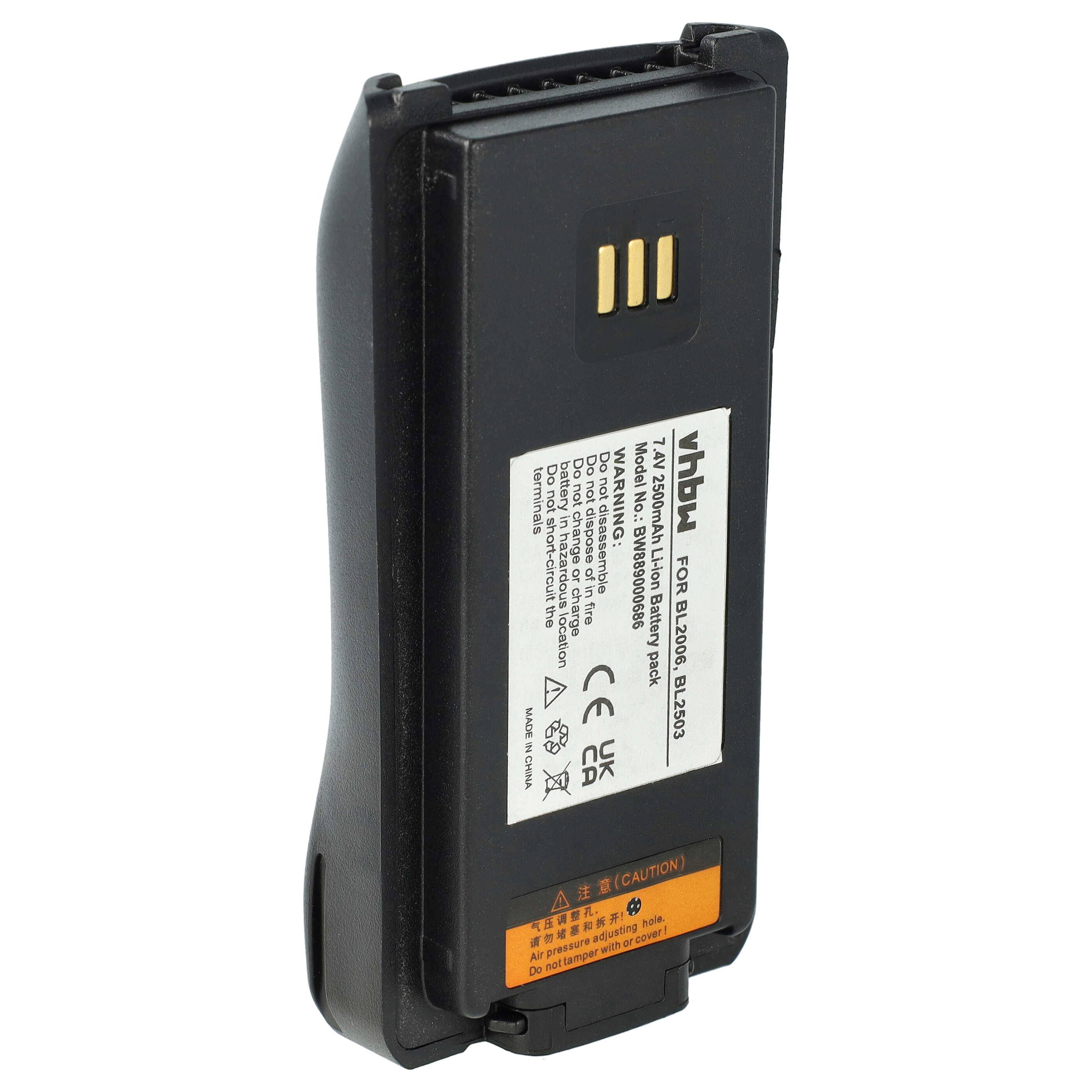 vhbw Akku Ersatz für Hyt BL2006Li, BL2008, BL2006, BL2503 für Funkgerät, Walkie Talkie (2500 mAh, 7,4 V, Li-Ion)