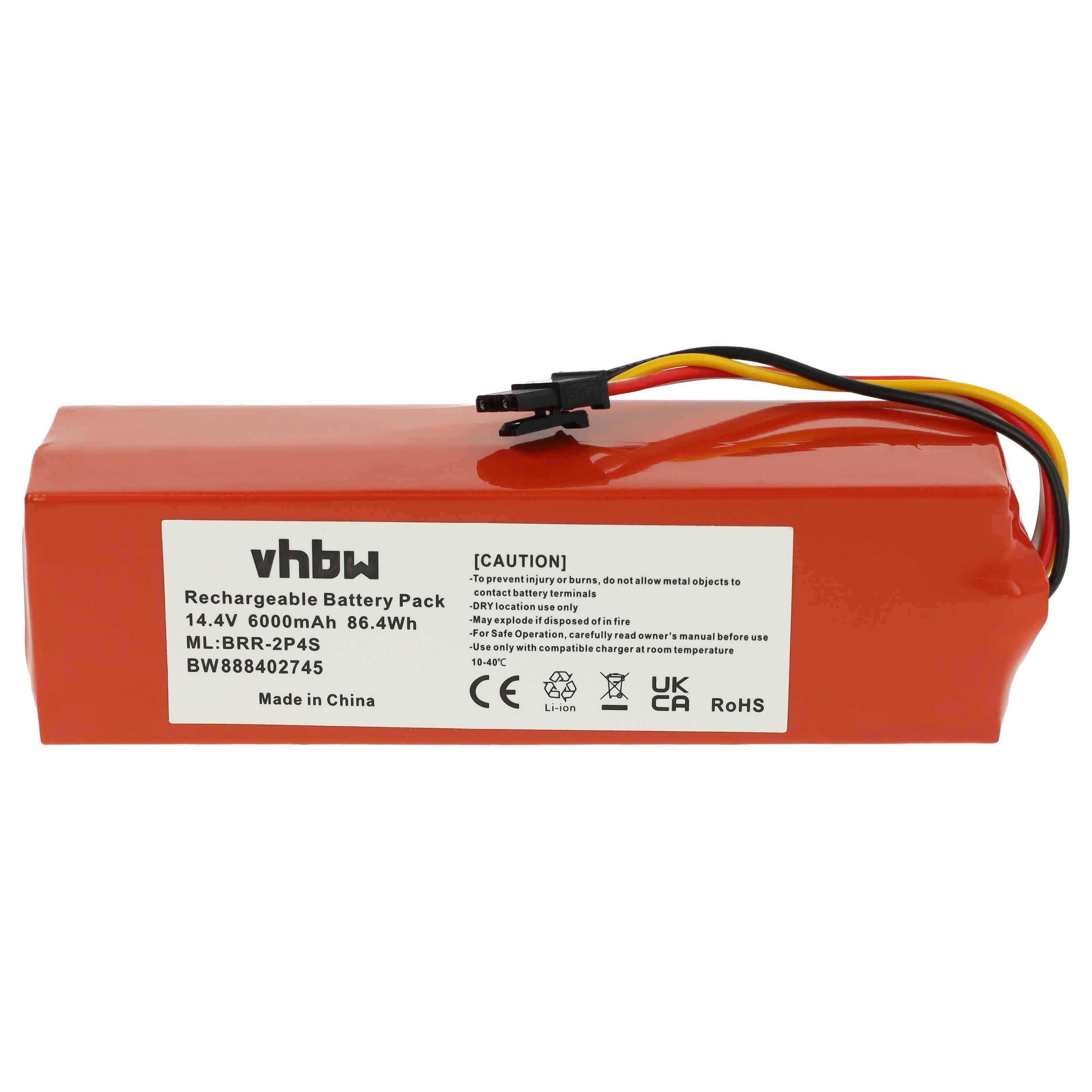 vhbw Akku kompatibel mit Xiaomi Roborock S7 S70 S752-00 Tanos-S, S8/Q8 AED06HRR, S8, S7 S70 S752-00 Staubsauger (6000 mAh, 14,4 V, Li-Ion)