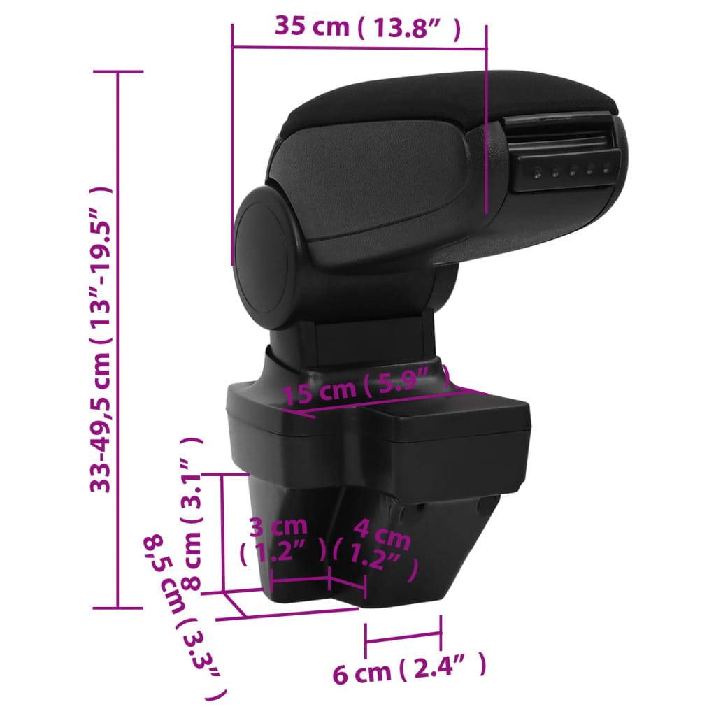 vidaXL Auto-Armlehne Schwarz 15x35x(33-49,5) cm ABS