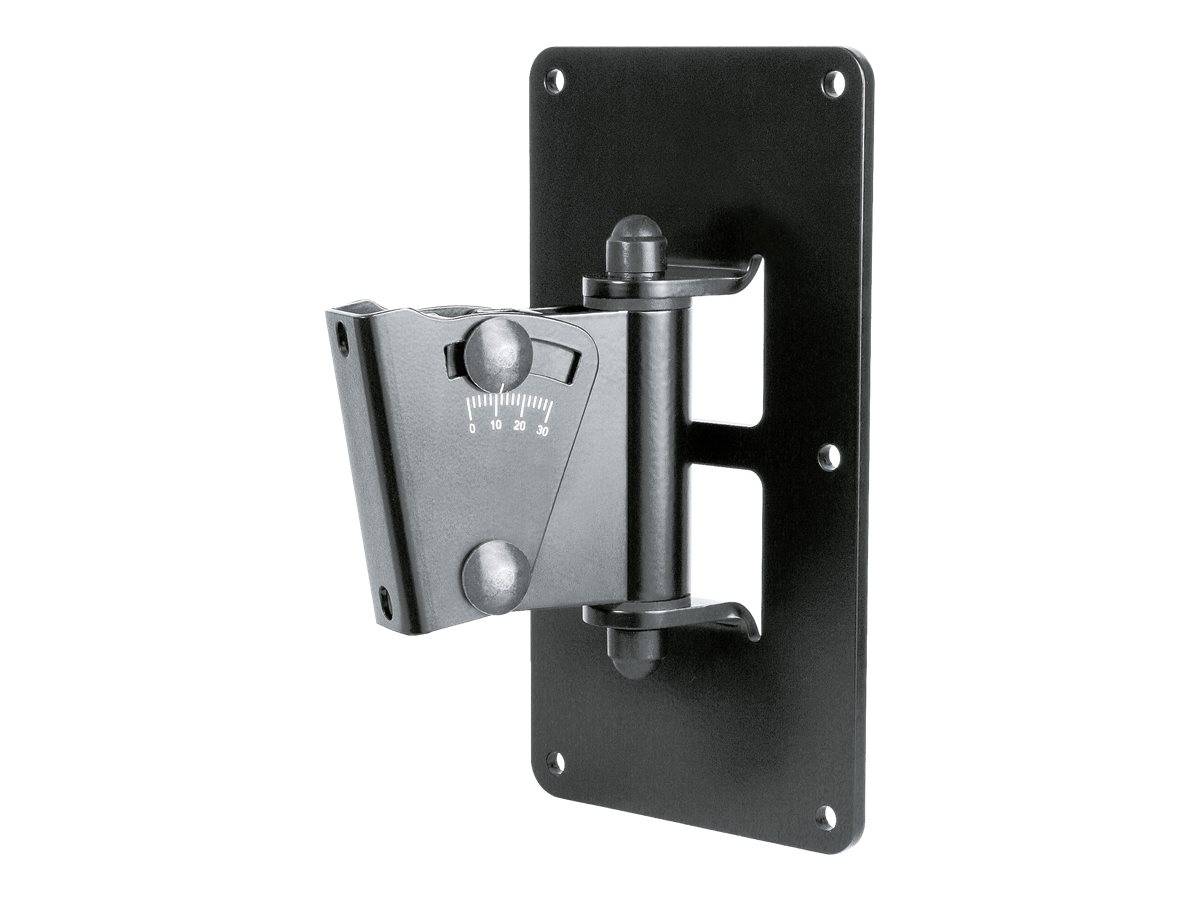 Verstellbares schwarzes Wandbracket oder Scharnierhalterung mit einem schwenkbaren Metallarm und Winkelskala, dargestellt auf weißem Hintergrund.