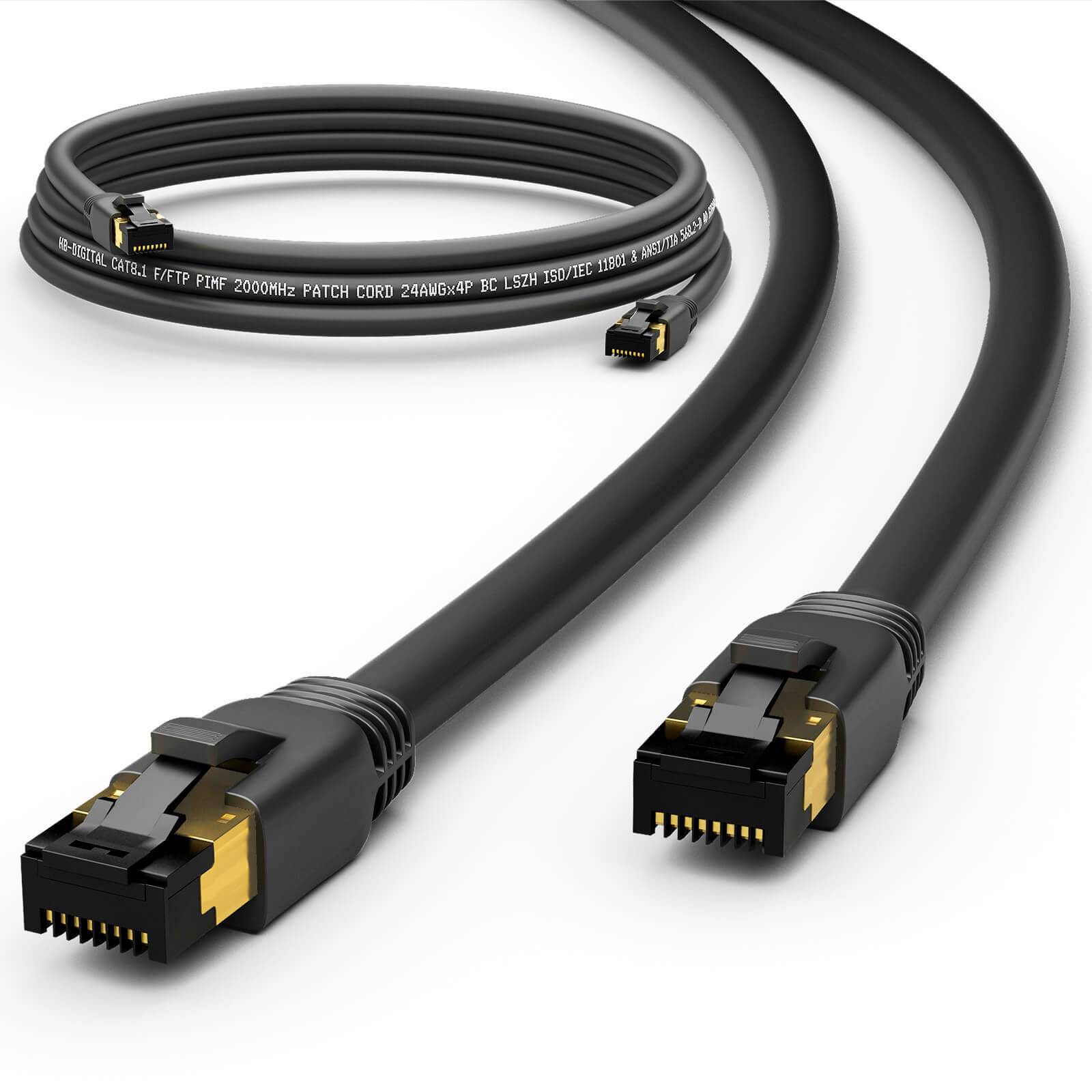 hb-digital Patchkabel CAT 8 Netzwerkkabel 0.5m F/FTP LSZH schwarz