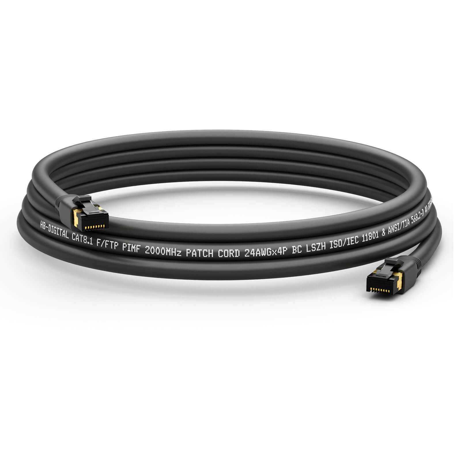 hb-digital Patchkabel CAT 8 Netzwerkkabel 0.5m F/FTP LSZH schwarz