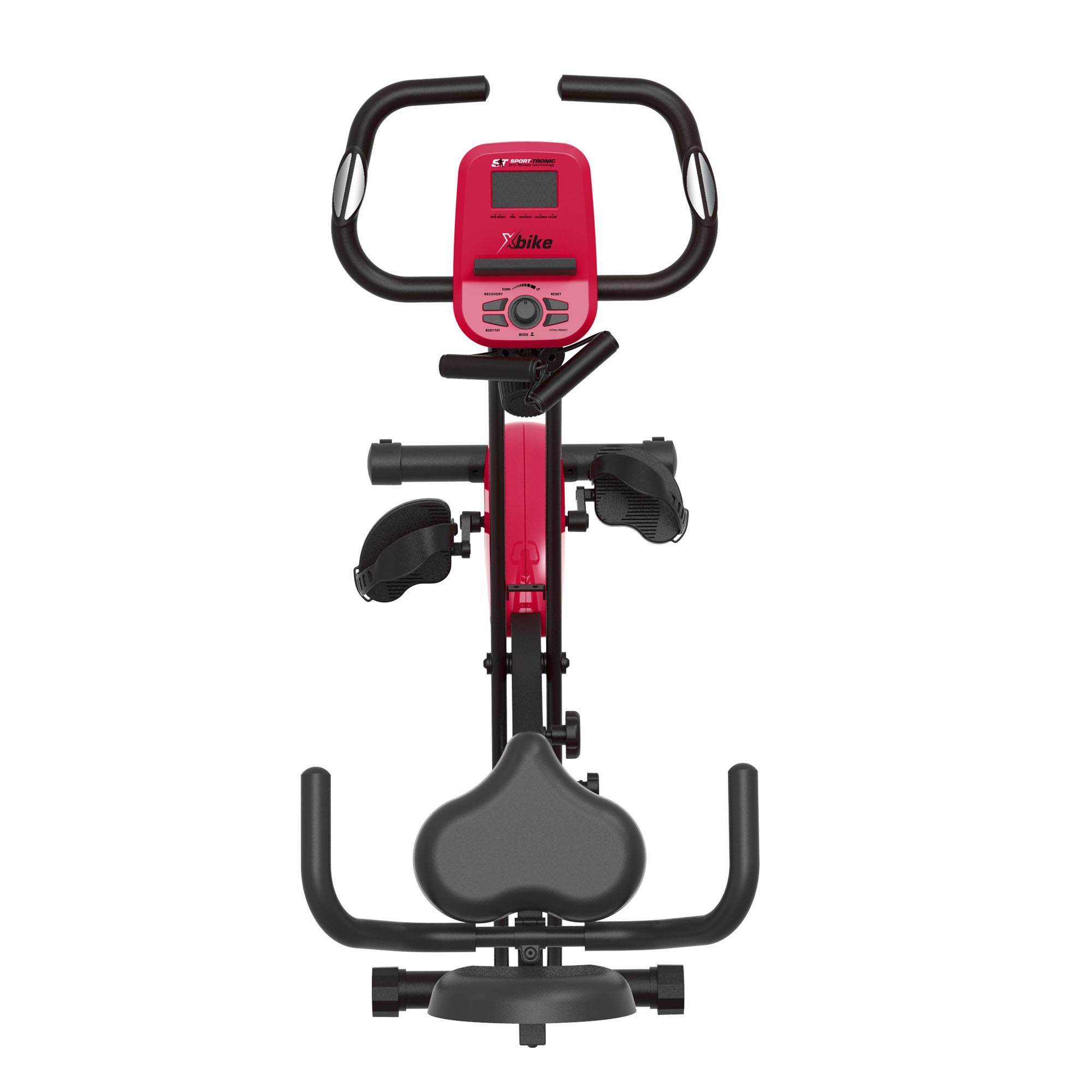 SportTronic Heimtrainer Fahrrad Fahrradtrainer 8 Widerstandsstufen mit Rückenlehne verstellbarer Sitz Fitness Bike Ergometer Trimmrad Standfahrrad