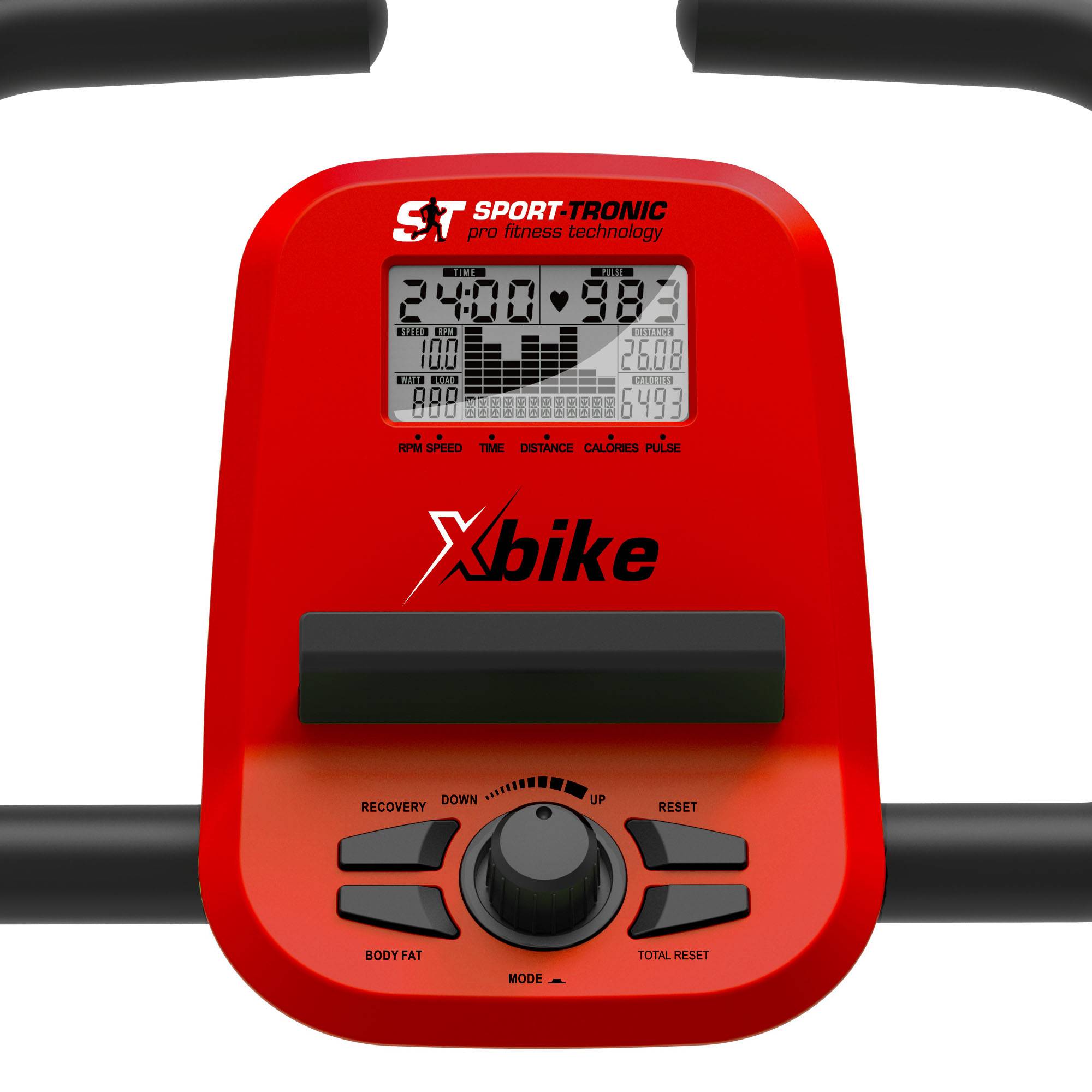 SportTronic Heimtrainer Fahrrad Fahrradtrainer 8 Widerstandsstufen mit Rückenlehne verstellbarer Sitz Fitness Bike Ergometer Trimmrad Standfahrrad