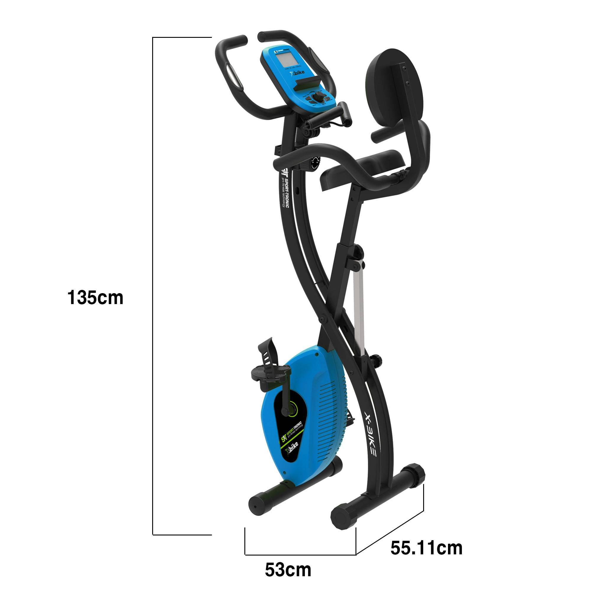 SportTronic Heimtrainer Fahrrad Fahrradtrainer 8 Widerstandsstufen mit Rückenlehne verstellbarer Sitz Fitness Bike Ergometer Trimmrad Standfahrrad