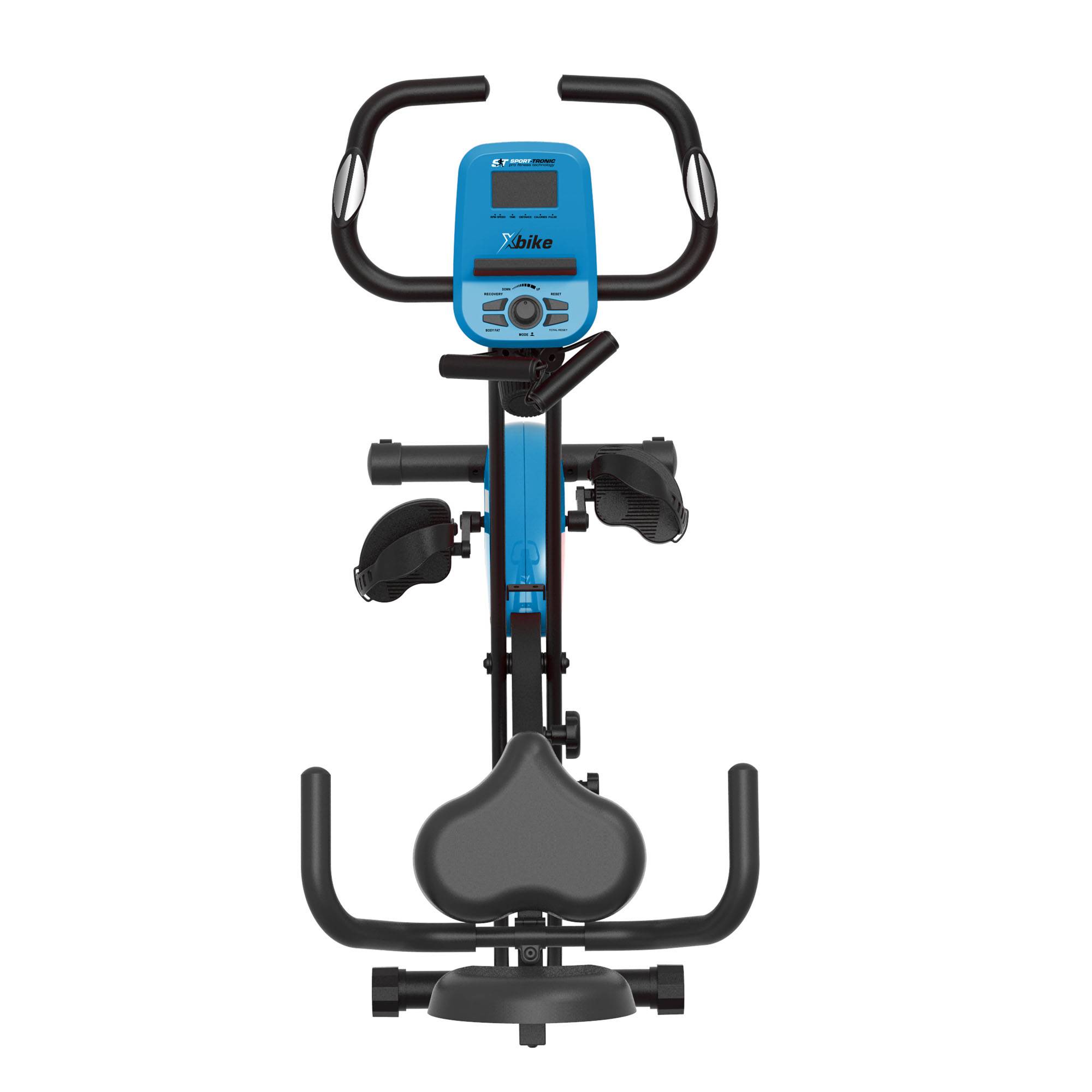 SportTronic Heimtrainer Fahrrad Fahrradtrainer 8 Widerstandsstufen mit Rückenlehne verstellbarer Sitz Fitness Bike Ergometer Trimmrad Standfahrrad
