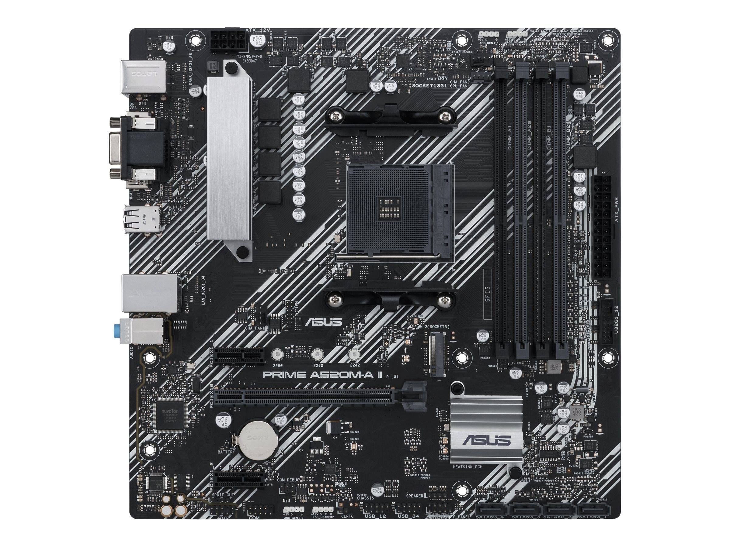 ASUS PRIME A520M-A II/CSM - Motherboard - micro ATX - Socket AM4 - AMD A520 Chipsatz - USB 3.2 Gen 1 - Gigabit LAN - Onboard-Grafik (CPU