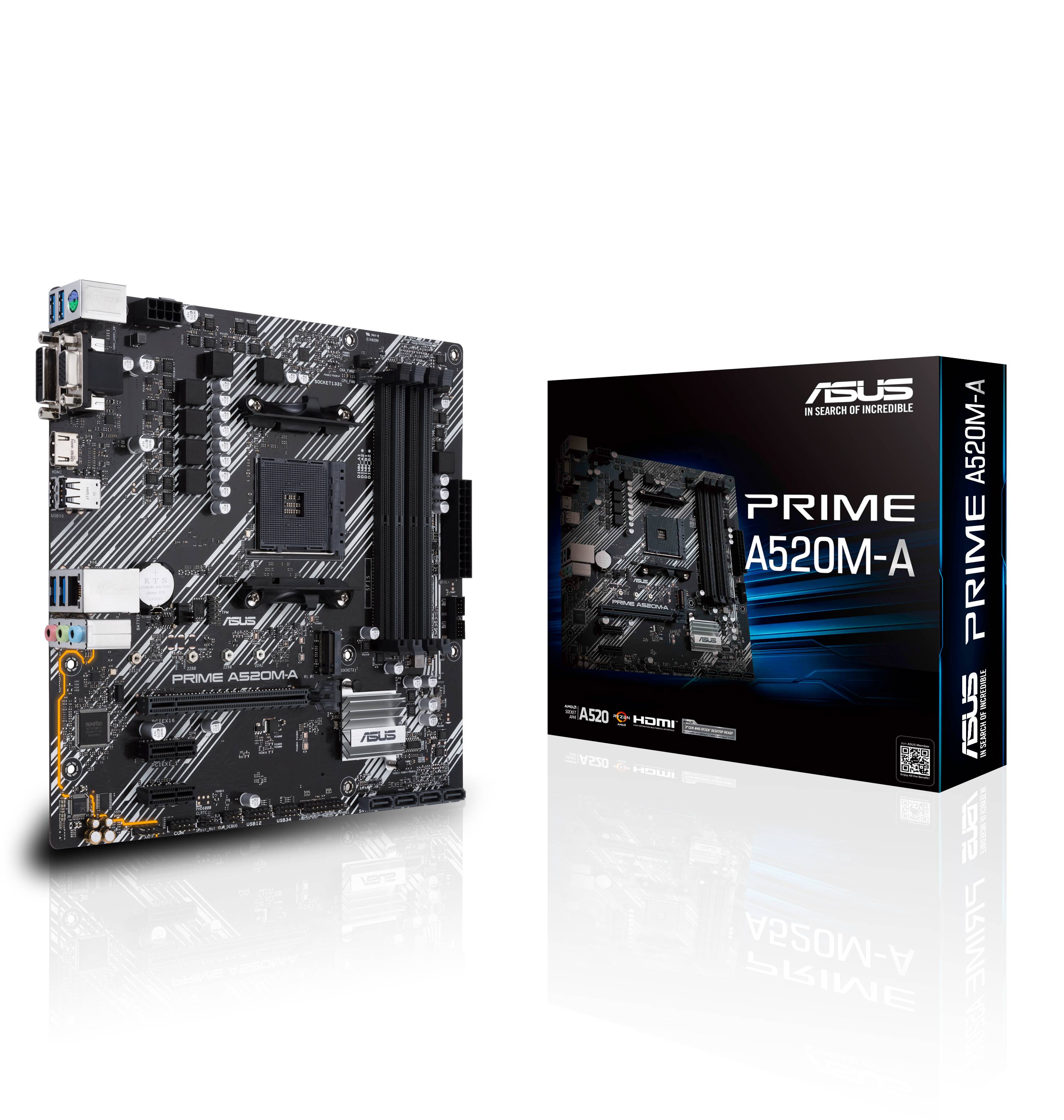 ASUS PRIME A520M-A II/CSM - Motherboard - micro ATX - Socket AM4 - AMD A520 Chipsatz - USB 3.2 Gen 1 - Gigabit LAN - Onboard-Grafik (CPU