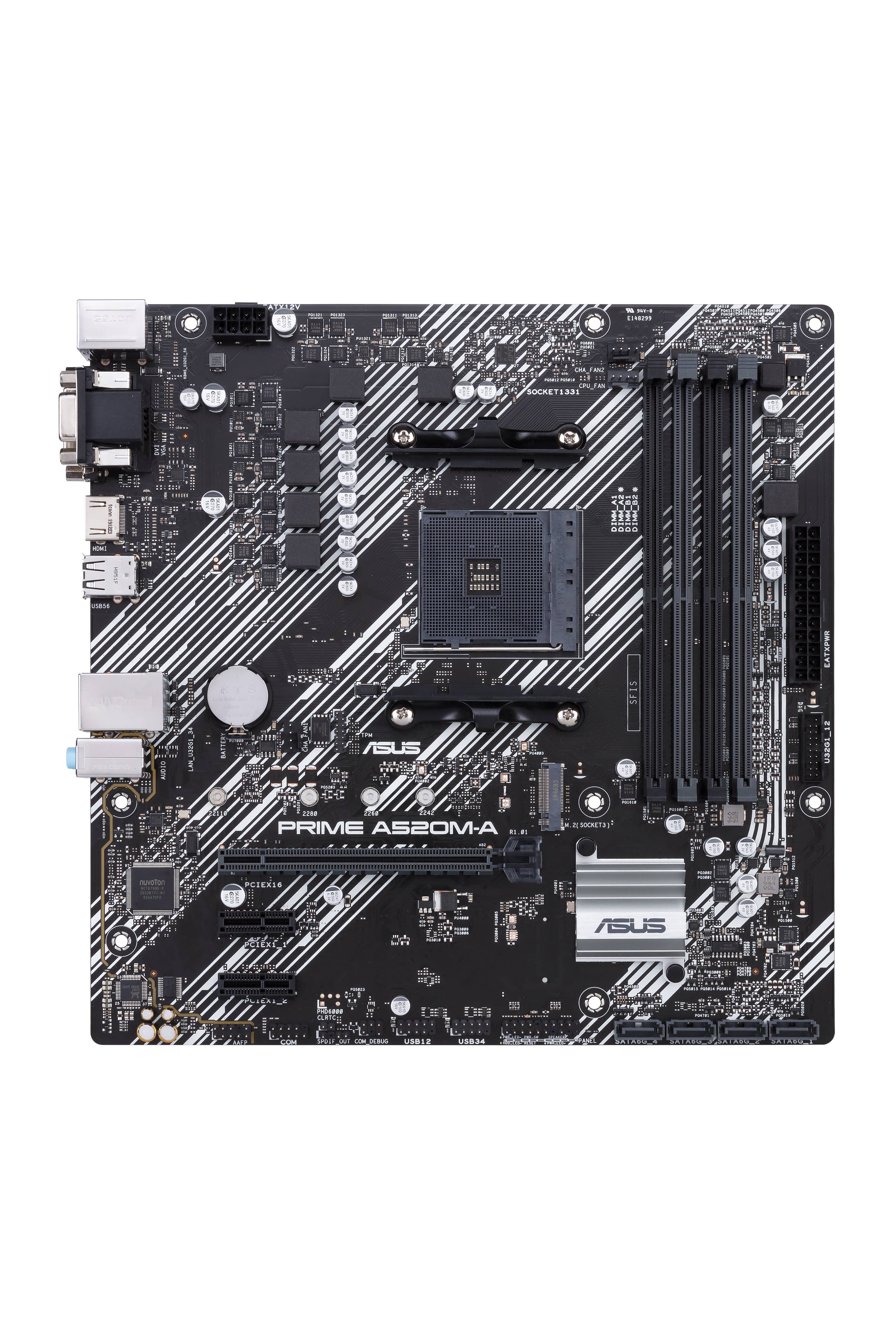 ASUS PRIME A520M-A II/CSM - Motherboard - micro ATX - Socket AM4 - AMD A520 Chipsatz - USB 3.2 Gen 1 - Gigabit LAN - Onboard-Grafik (CPU