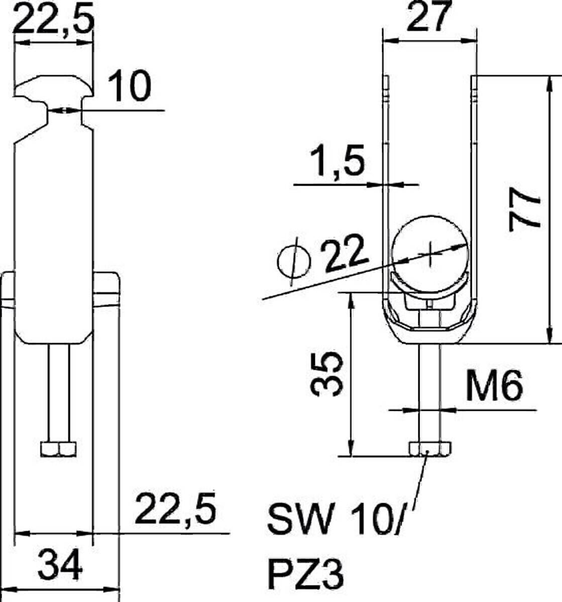 OBO Bettermann Bügelschelle BS-H2-K-22 ALU