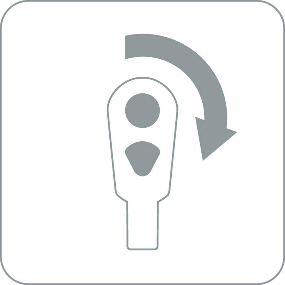Symbol eines Schraubenschlüssels mit einem Pfeil, der sich darüber wölbt und eine Rotations- oder Richtungsfunktion anzeigt.