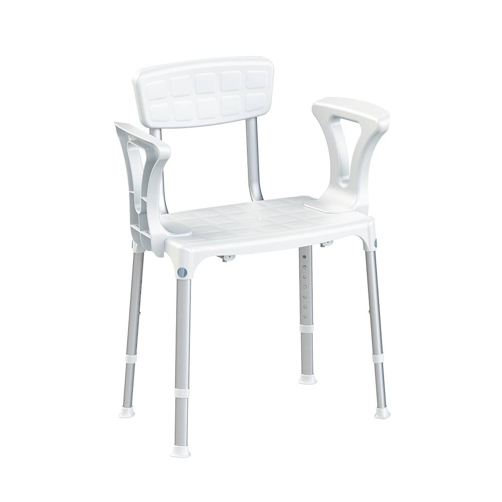 ETERNASOLID SMART Duschstuhl, mit Arm- und Rückenlehne, Sitzhöhe 39 - 54 cm, max. bis 150 kg