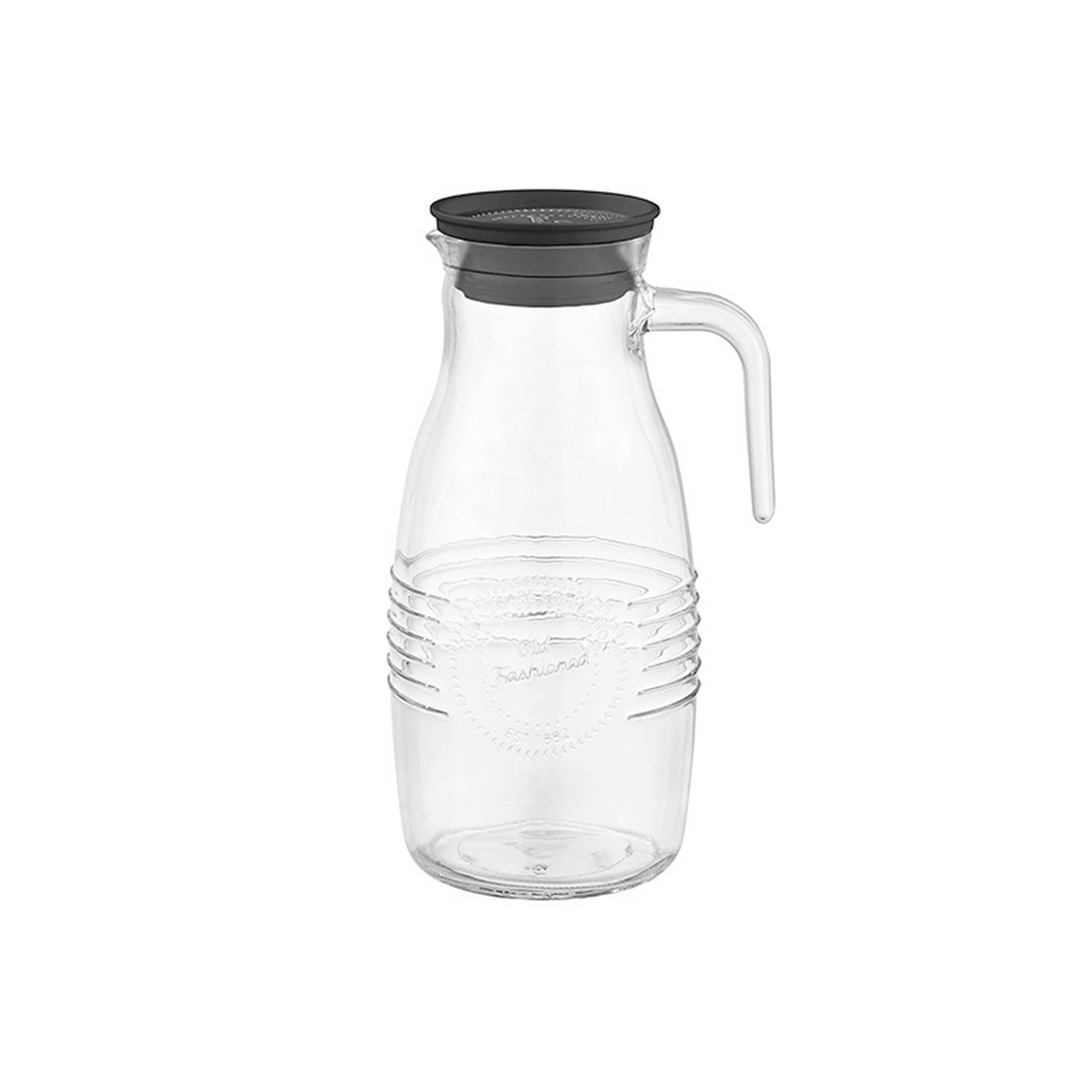 APS Glas Karaffe mit Deckel und Sieb Old Fashioned 1,8l