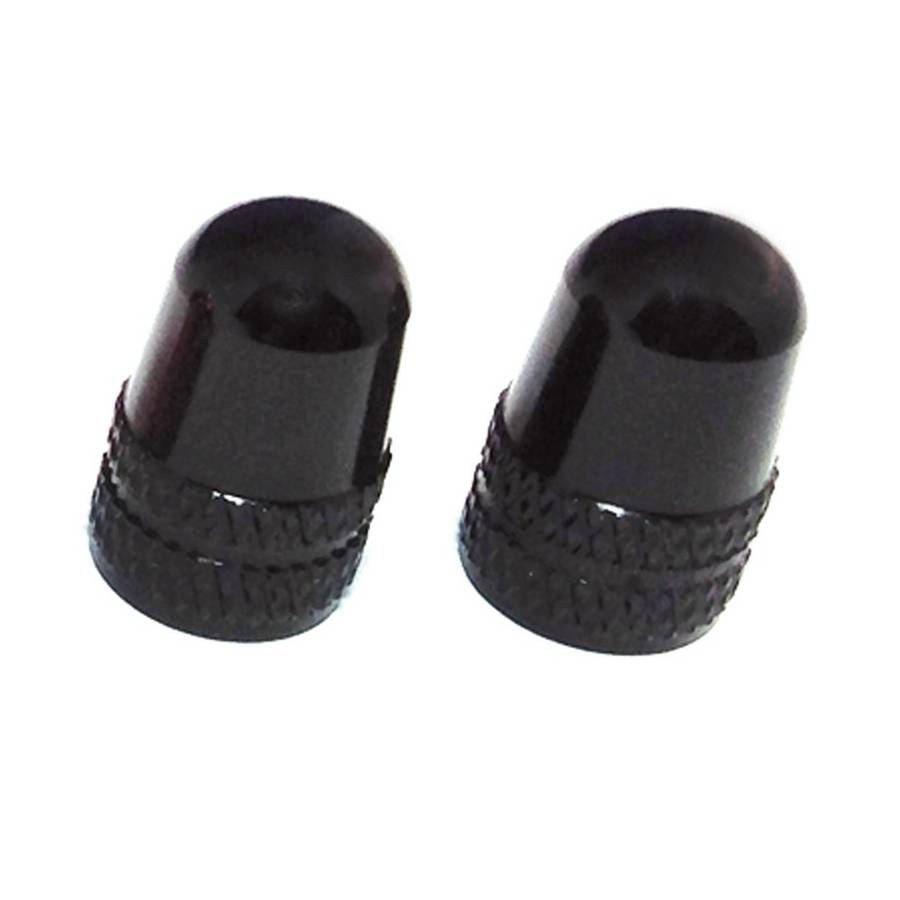 Ventilkappen für AV-Ventil, Aluminium, schwarz (1 Paar)