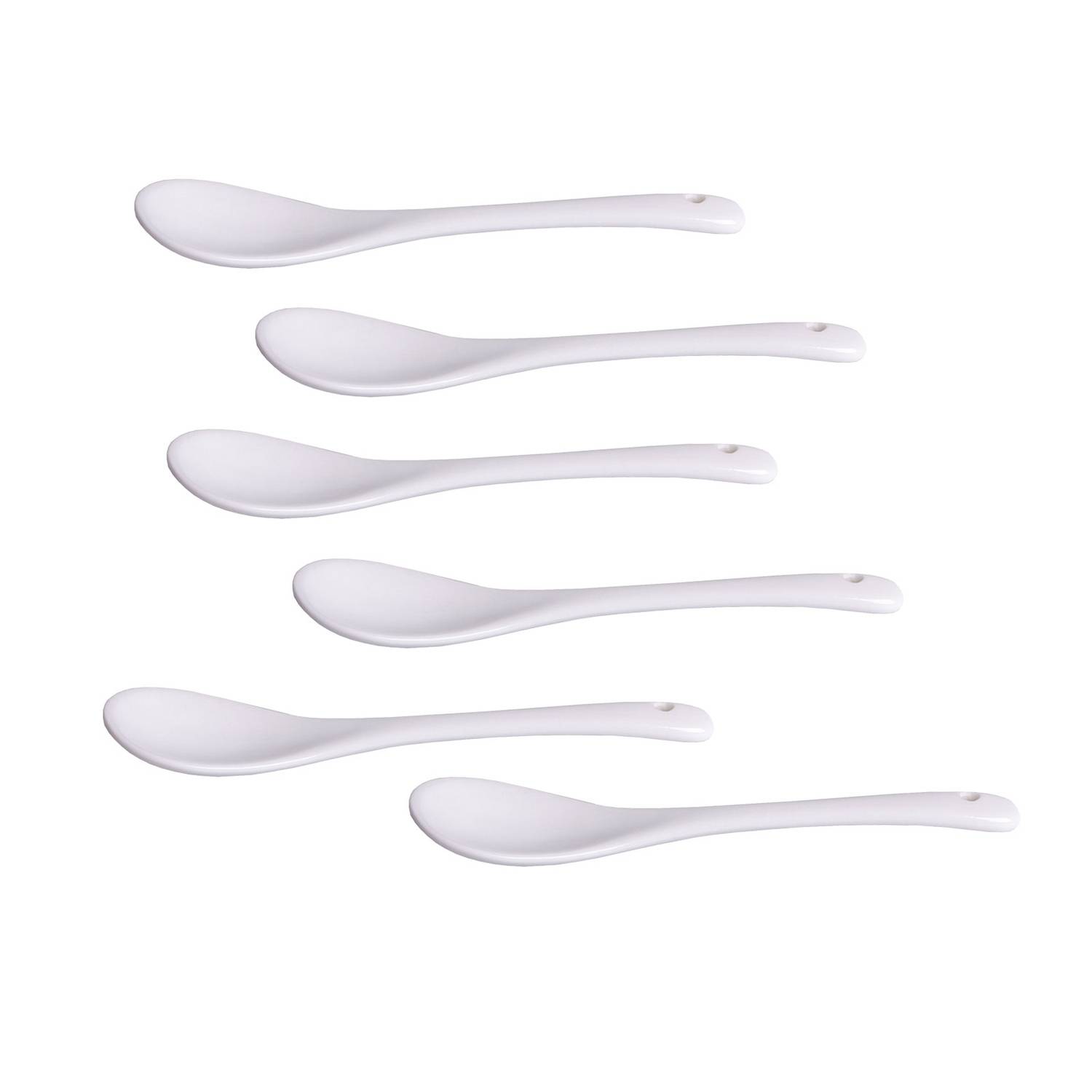 HIT Trading 24302181 Eierlöffel, 12,5 cm, Porzellan, weiß (6er Pack)