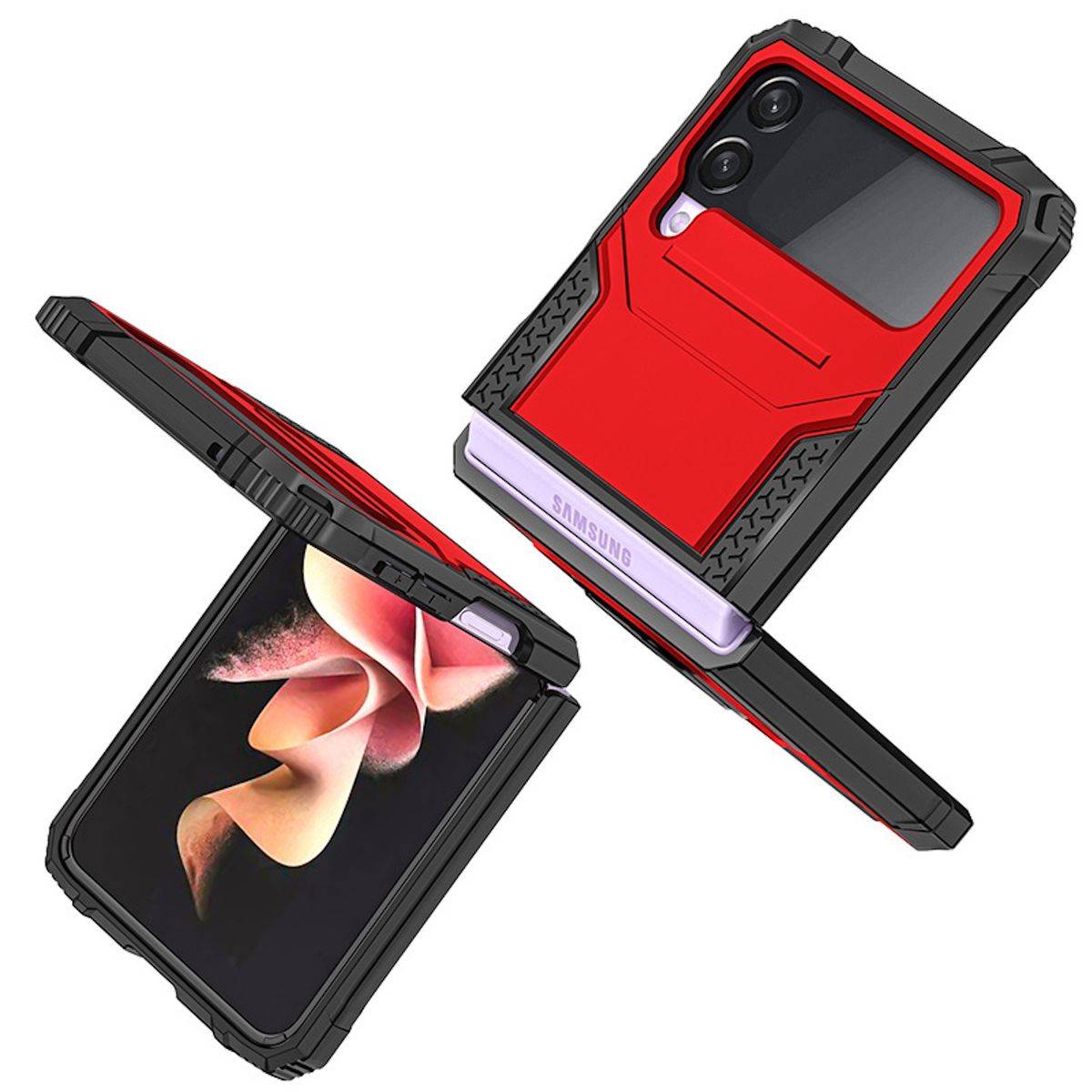 Für Samsung Galaxy Z Flip5 5G Armor Magnet Ring Cover Handy Hülle Case Silber