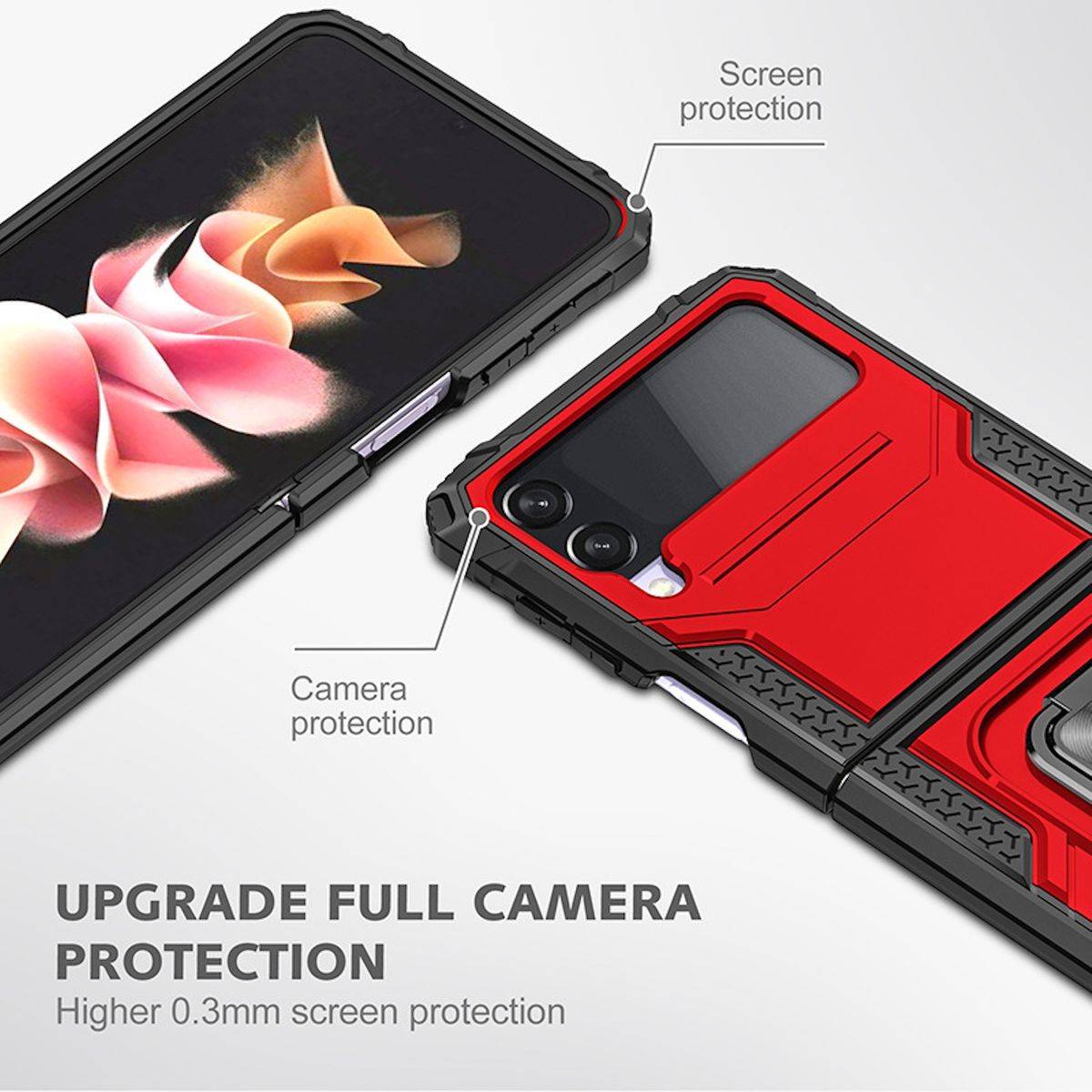 Für Samsung Galaxy Z Flip5 5G Armor Magnet Ring Cover Handy Hülle Case Dunkel Grün